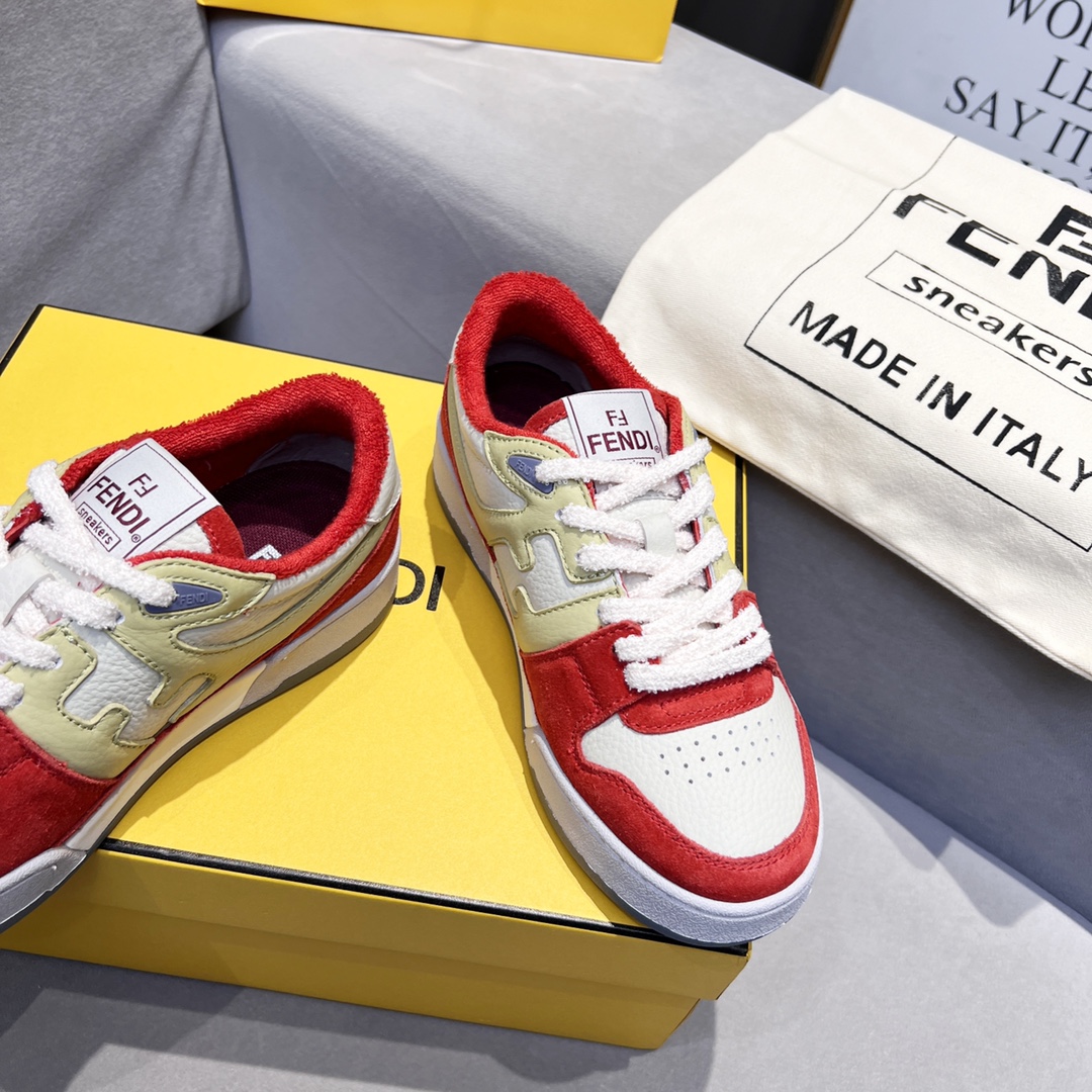 F**di FD Match Low Tops Sneakers Red For Men 7E1493AI1NF1H1D