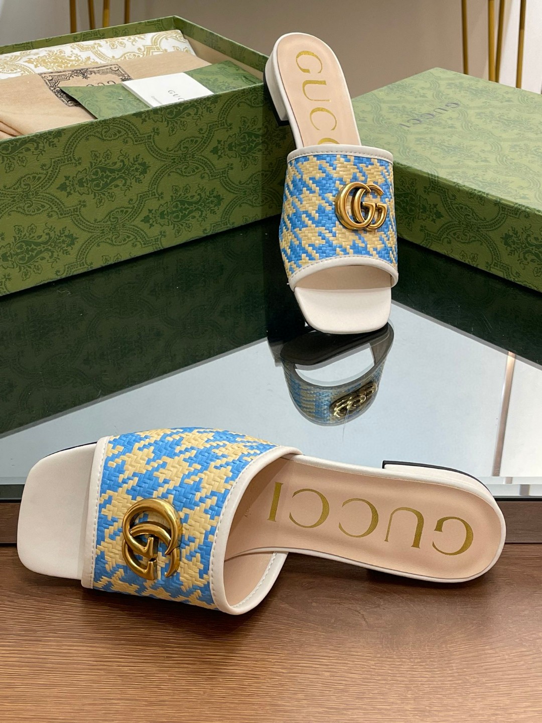 Gvc*1 Slide Sandal With Double G Blue For Women