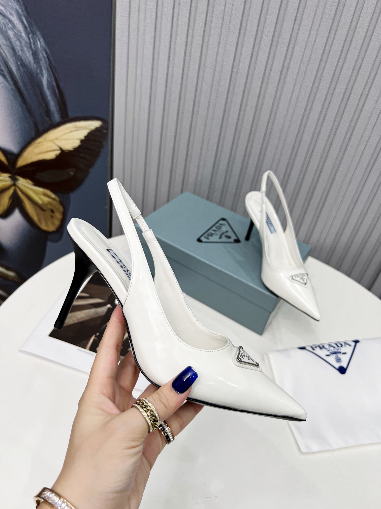 Pra*a Brushed Sling Pumps White For Women