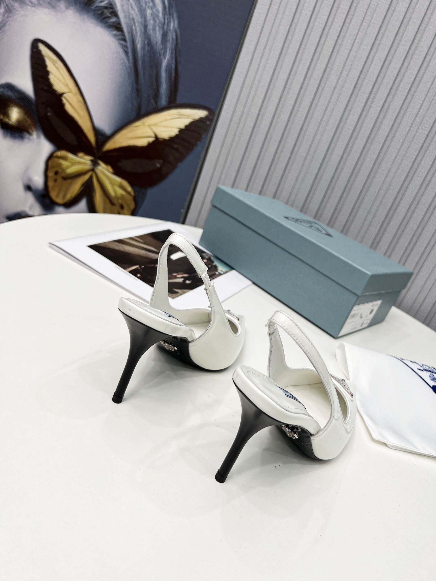 Pra*a Brushed Sling Pumps White For Women