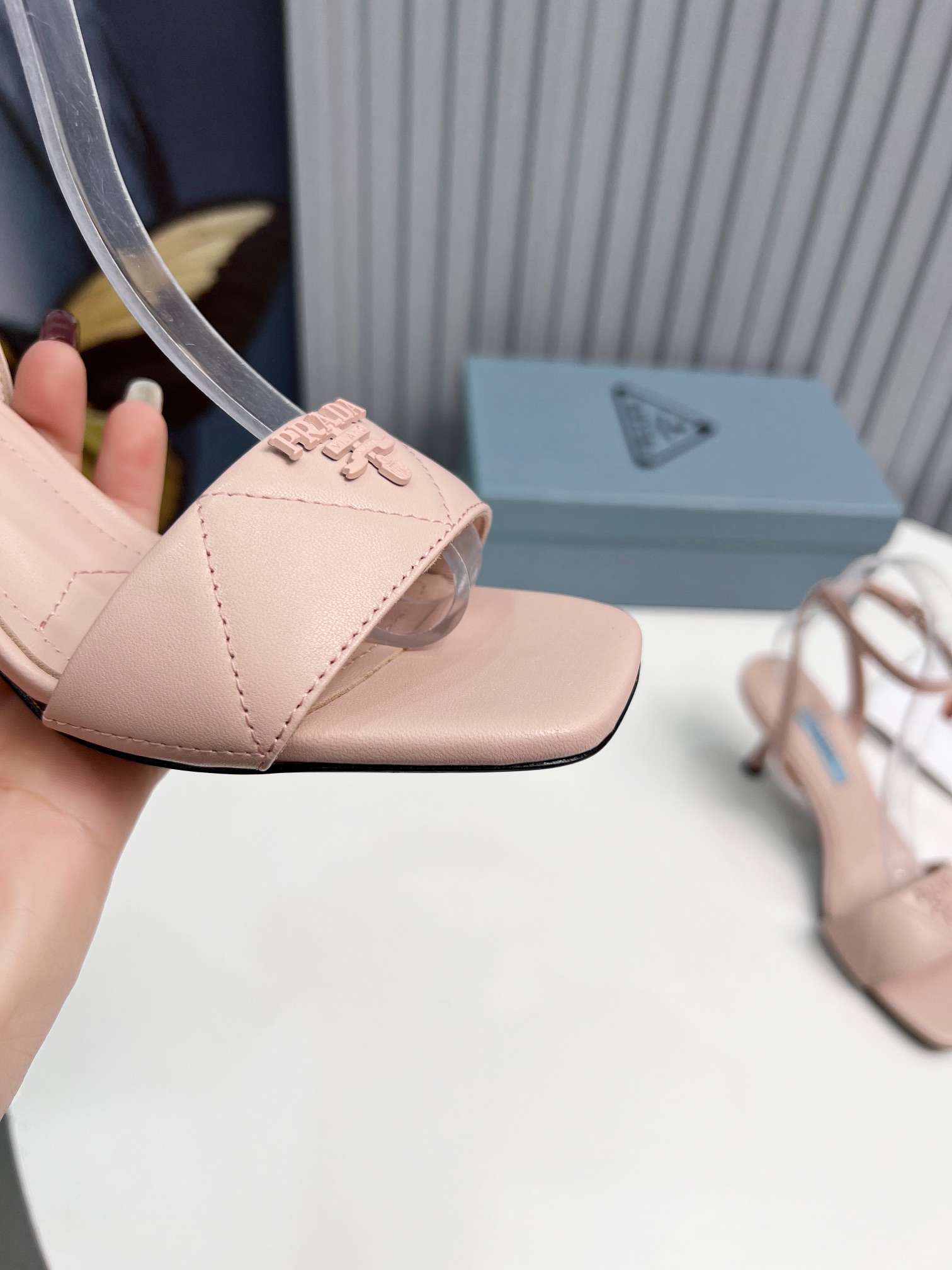 Pra*a Buckle Square Nose Pumps Light Pink For Women