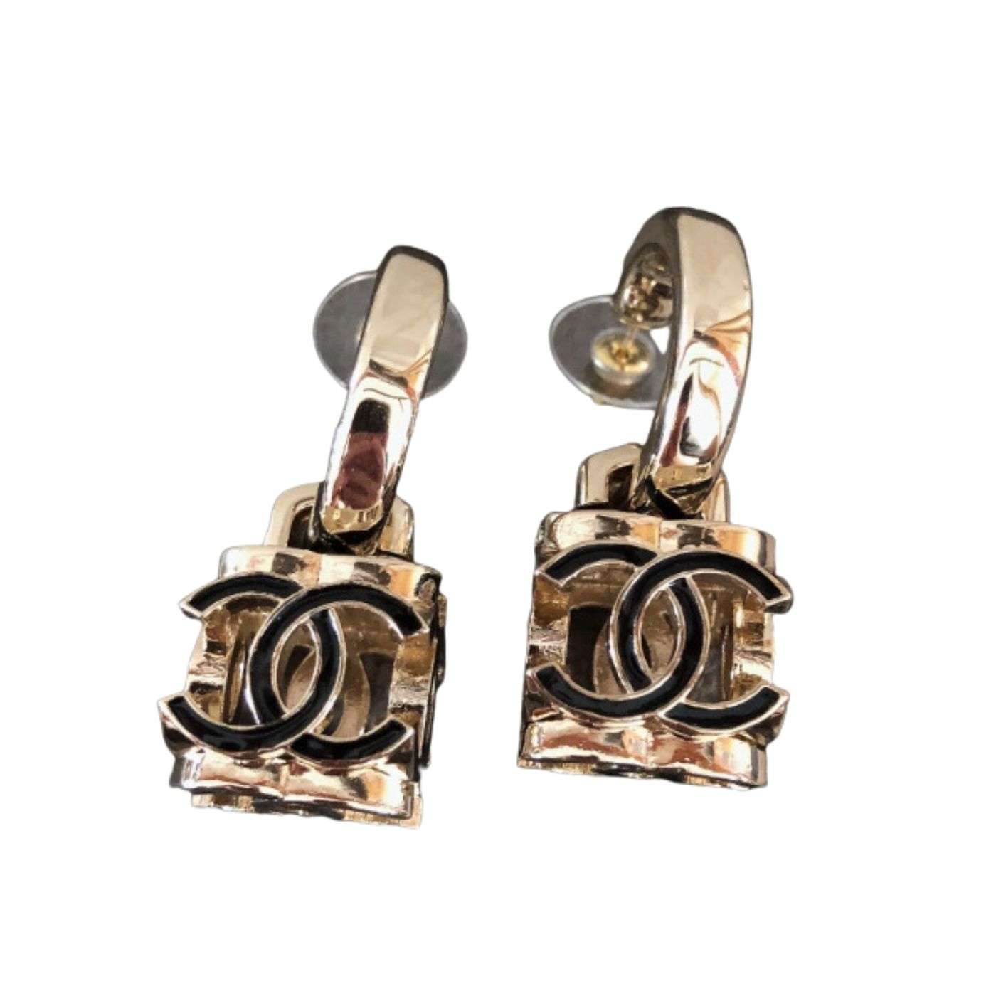 Ch**el Square Earrings Black For Women