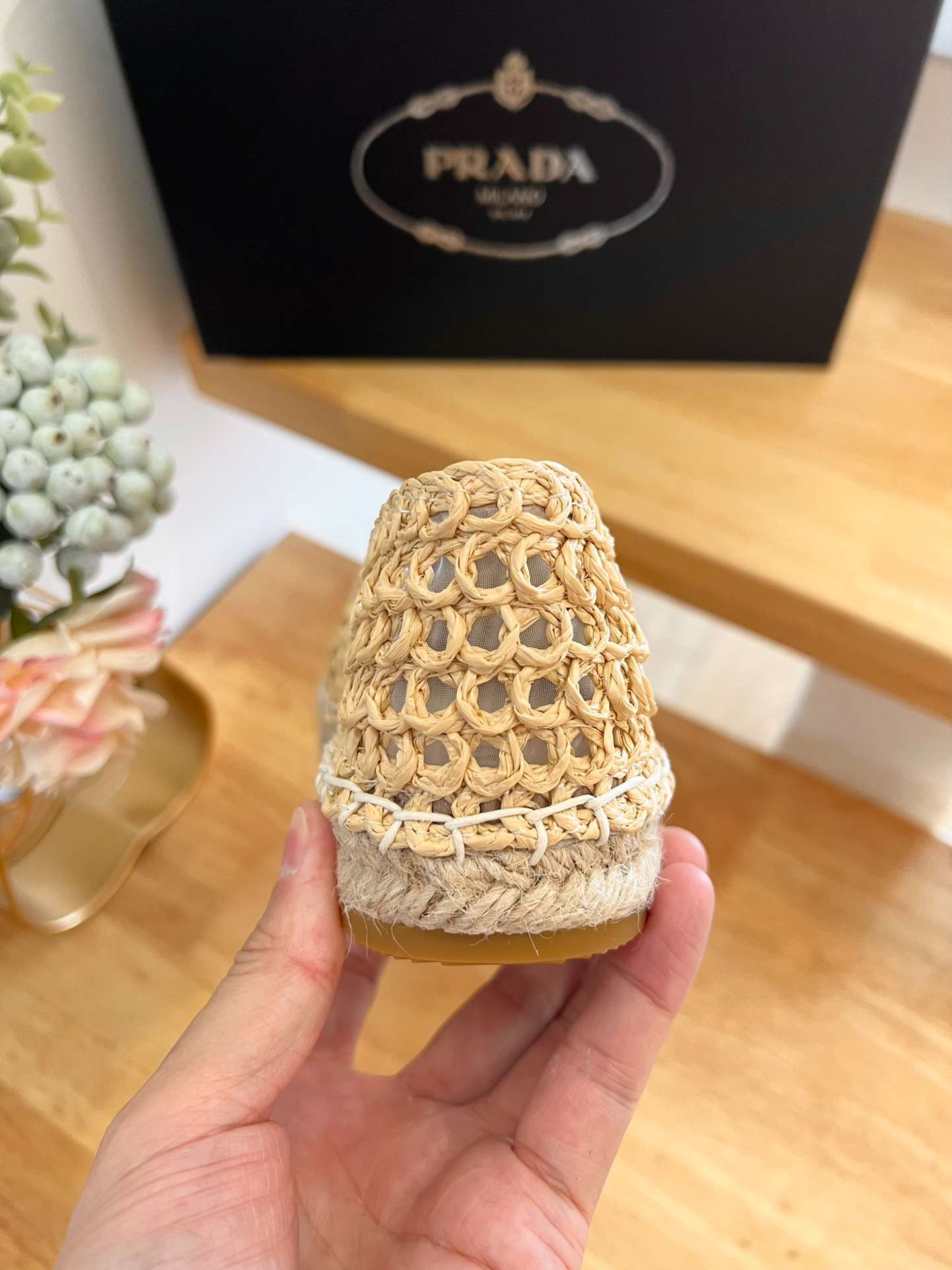 Pra*a Crochet Espadrilles Beige For Women 1S055N_3LLQ_F0018_F_020