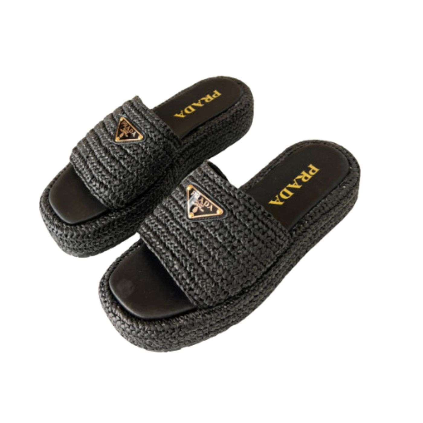Pra*a Crochet Flatform Slides Black For Women