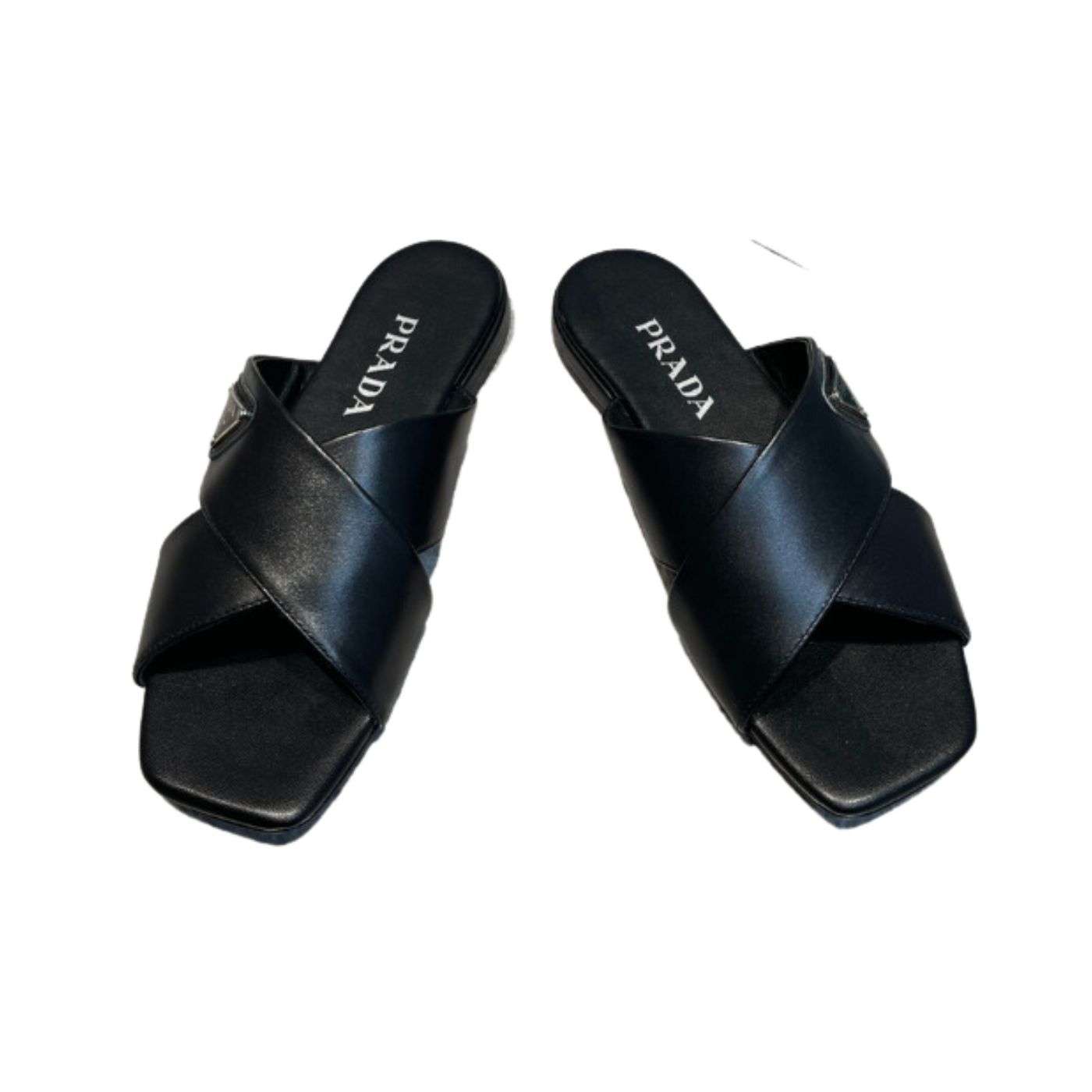 Pra*a Cross Straps Slides Black For Women