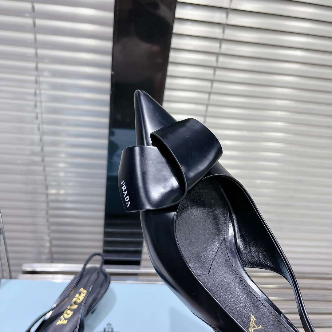 Pra*a Frill Slingback Pumps Black For Women