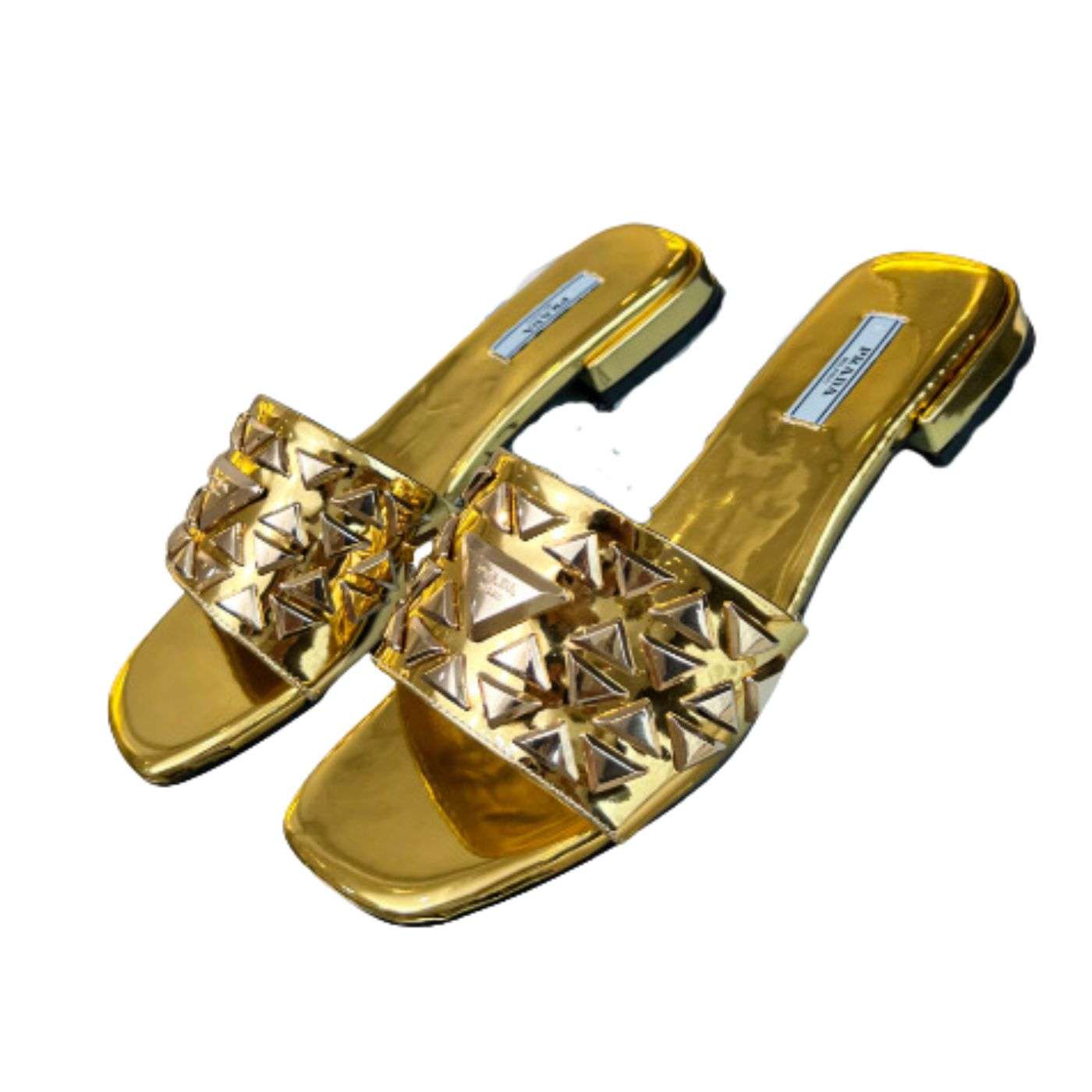 Pra*a Nappa Slides Gold For Women