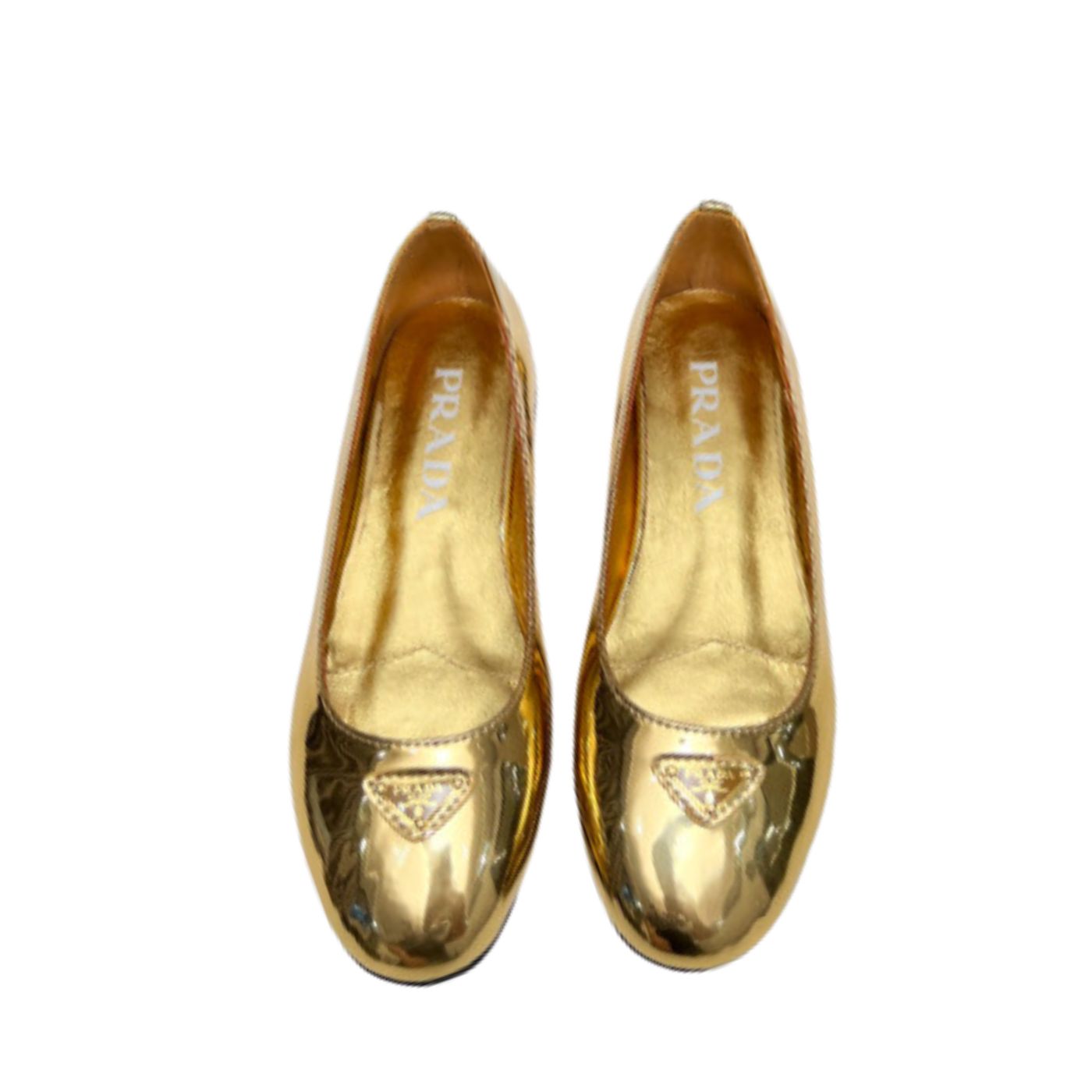 Pra*a Patent Ballerinas Gold For Women
