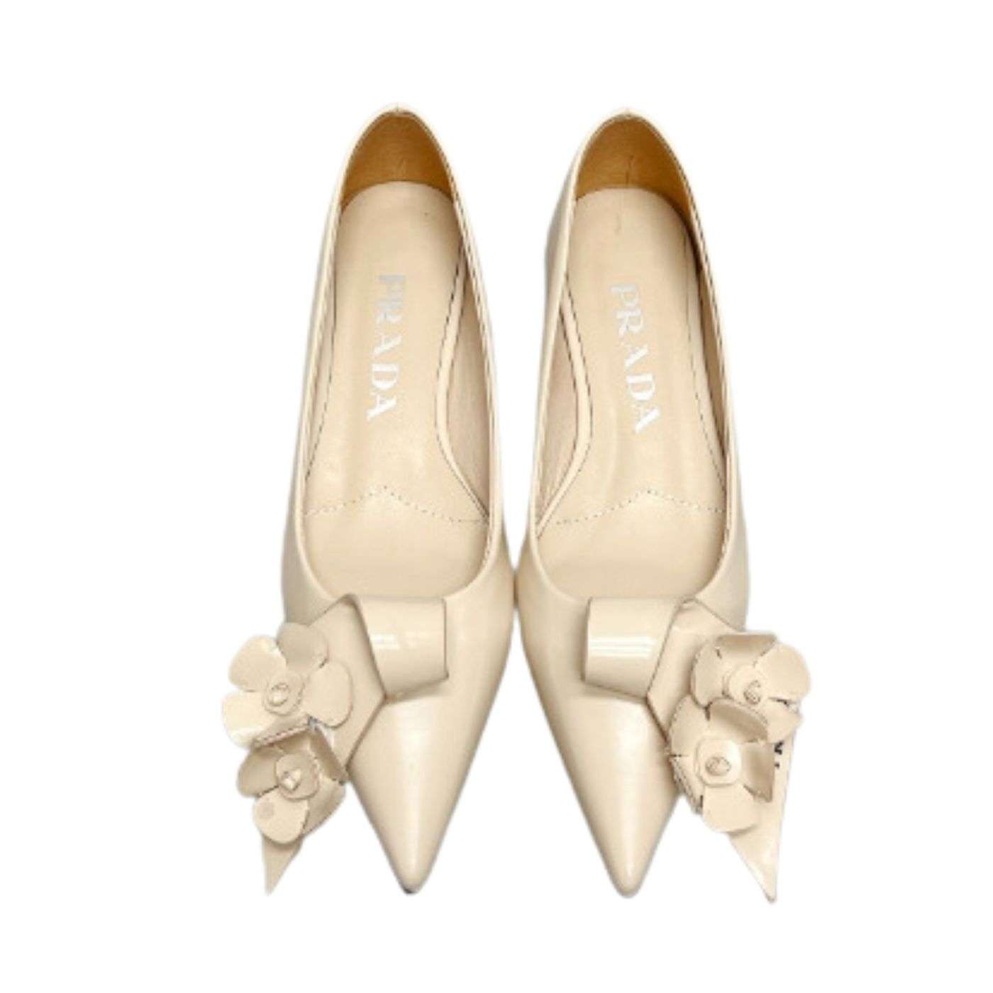 Pra*a Patent Pumps Cream For Women
