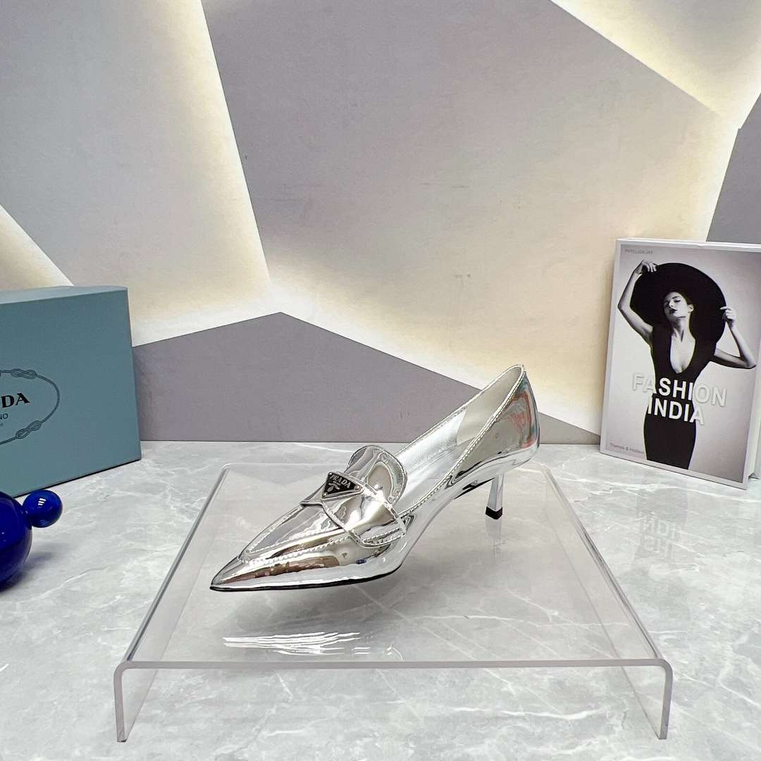 Pra*a Patent Pumps Silver For Women