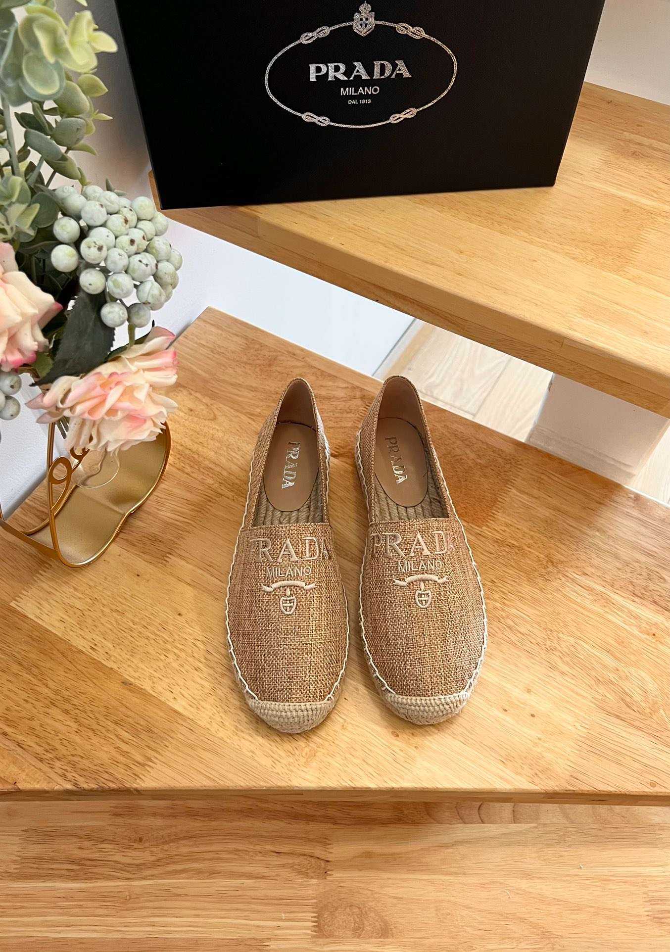 Pra*a Linen Espadrilles Brown For Women
