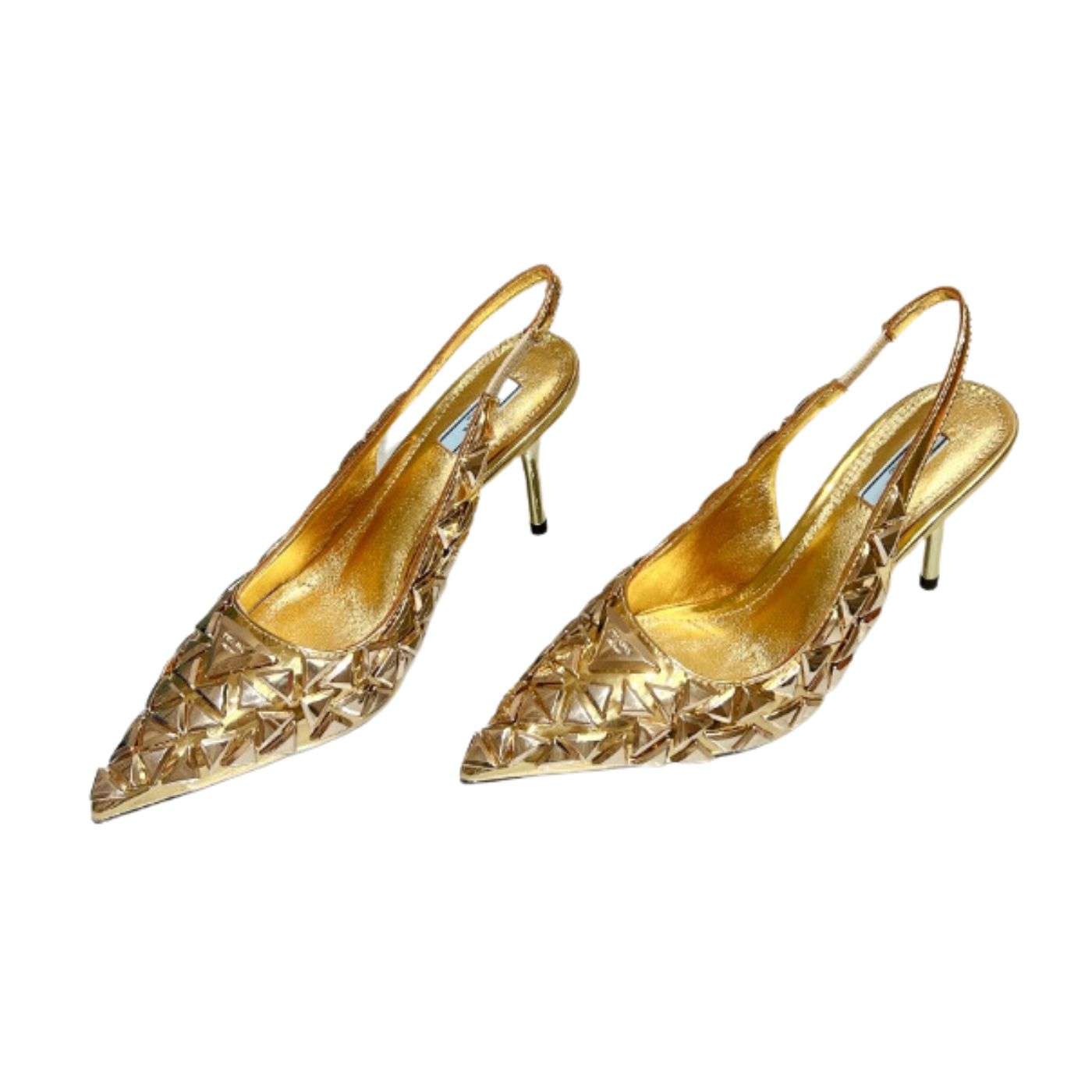Pra*a Slingback Spike Pumps Gold For Women
