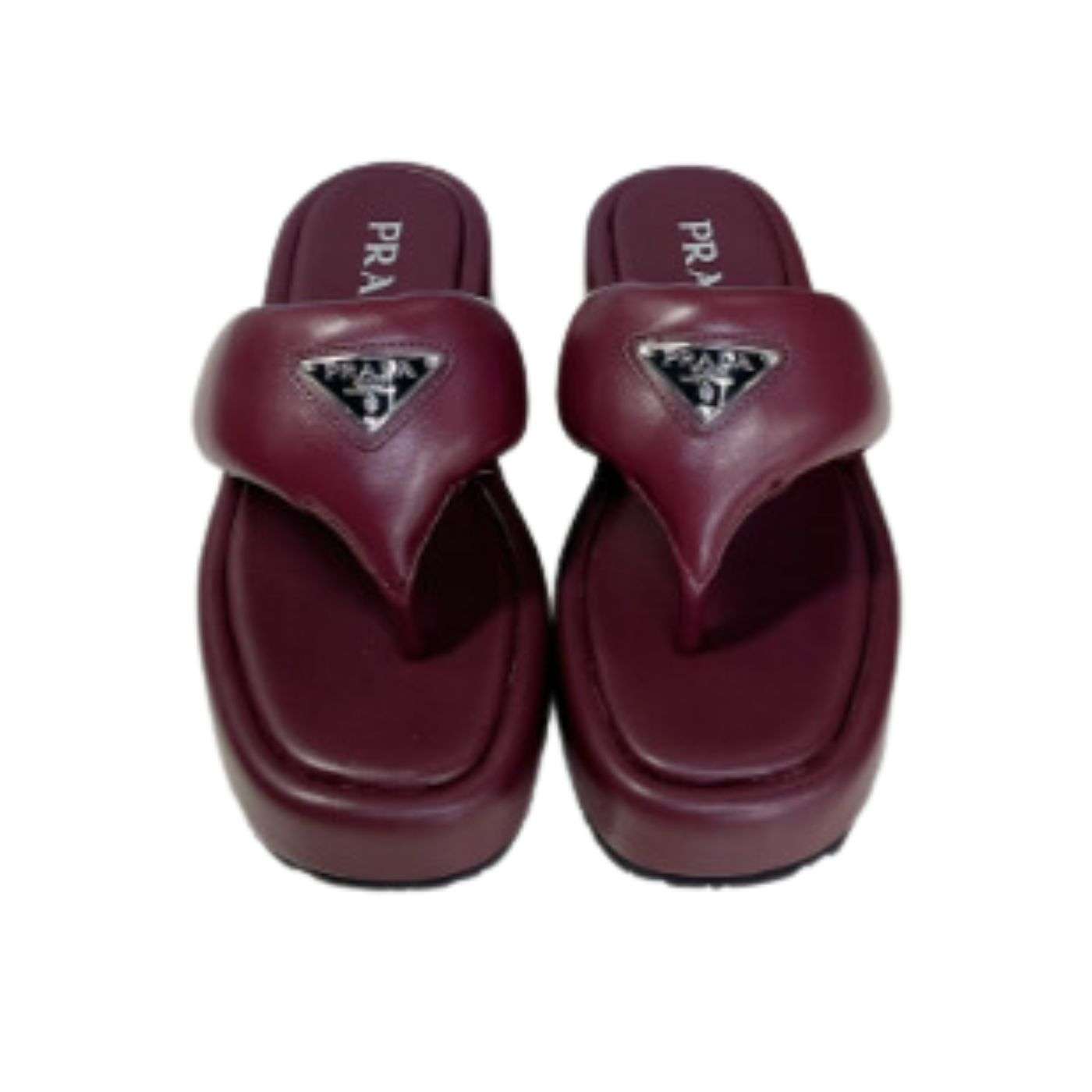 Pra*a Soft Padded Nappa Wedge Sandals Burgundy For Women
