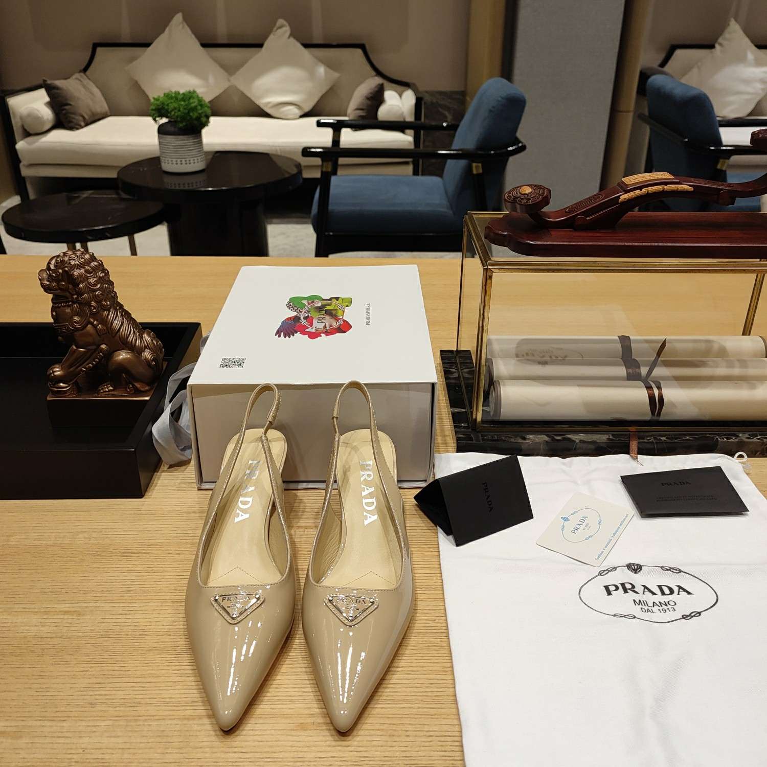 Pra*a Slingback Spike Pumps Brown For Women