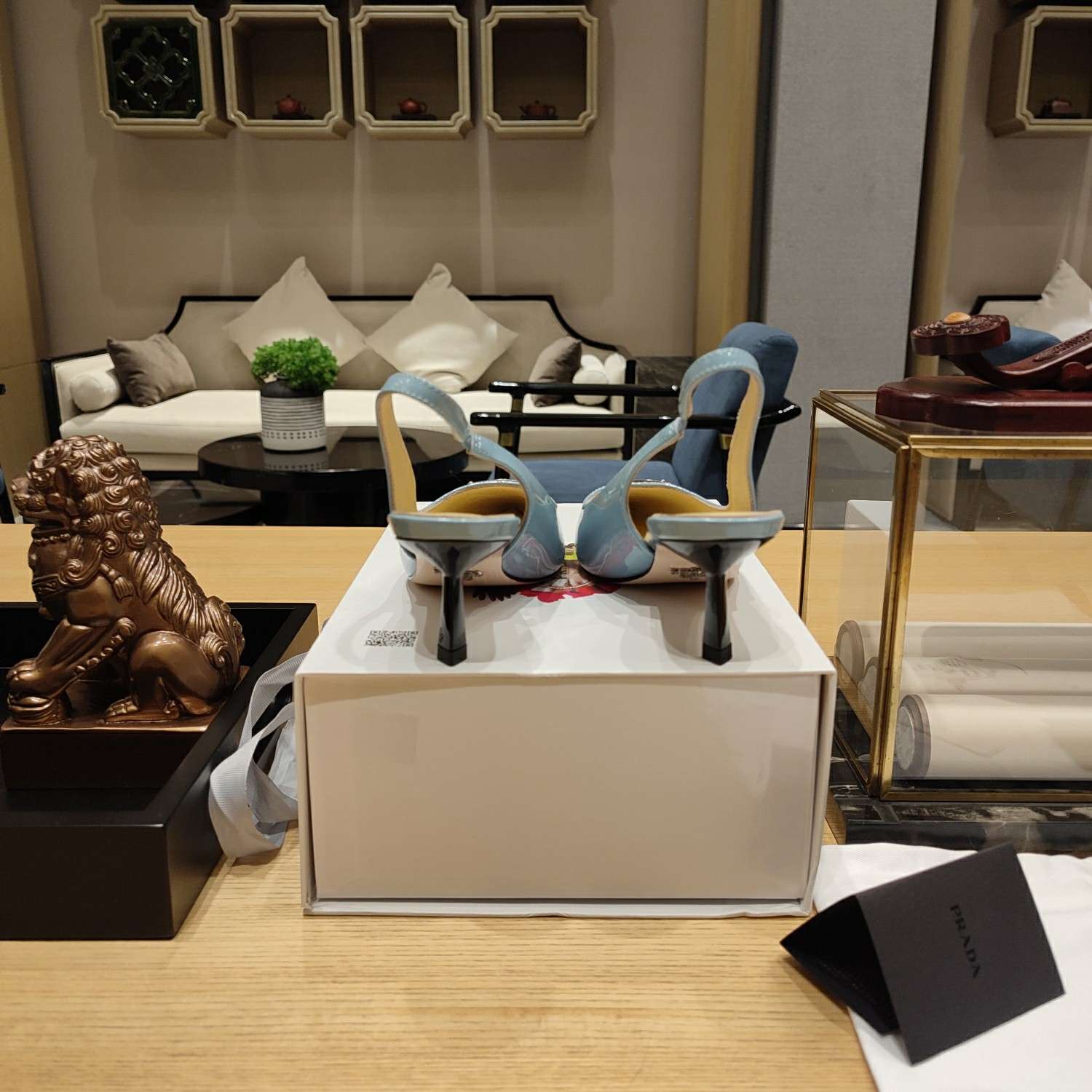 Pra*a Slingback Spike Pumps Blue For Women