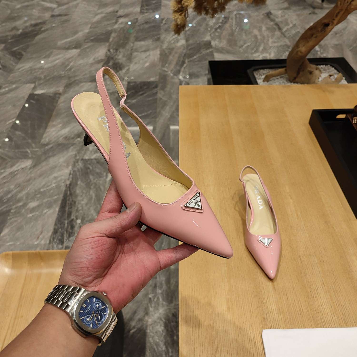 Pra*a Slingback Spike Pumps Pink For Women