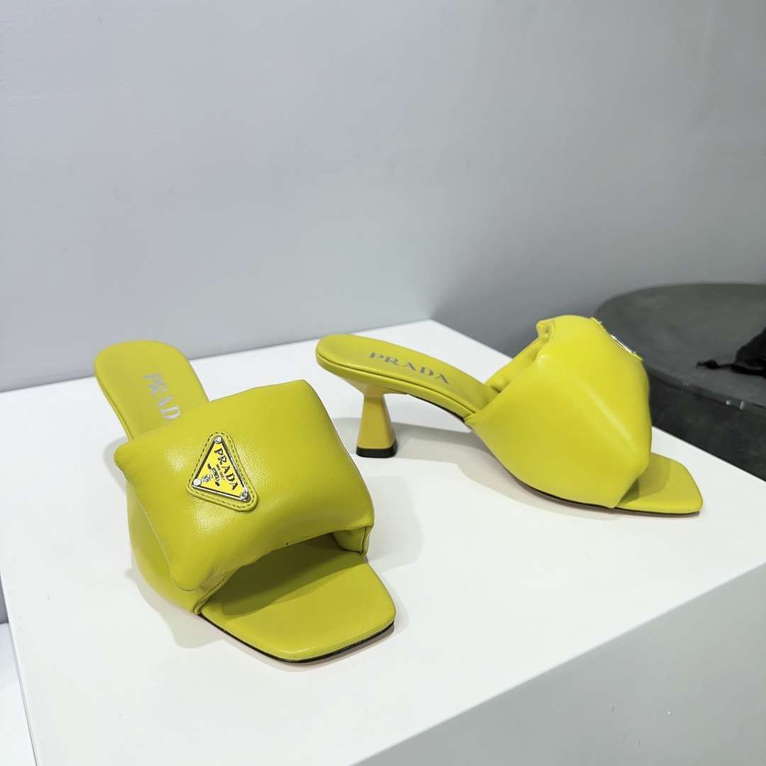 Pra*a Soft Padded Nappa Sandals Yellow For Women