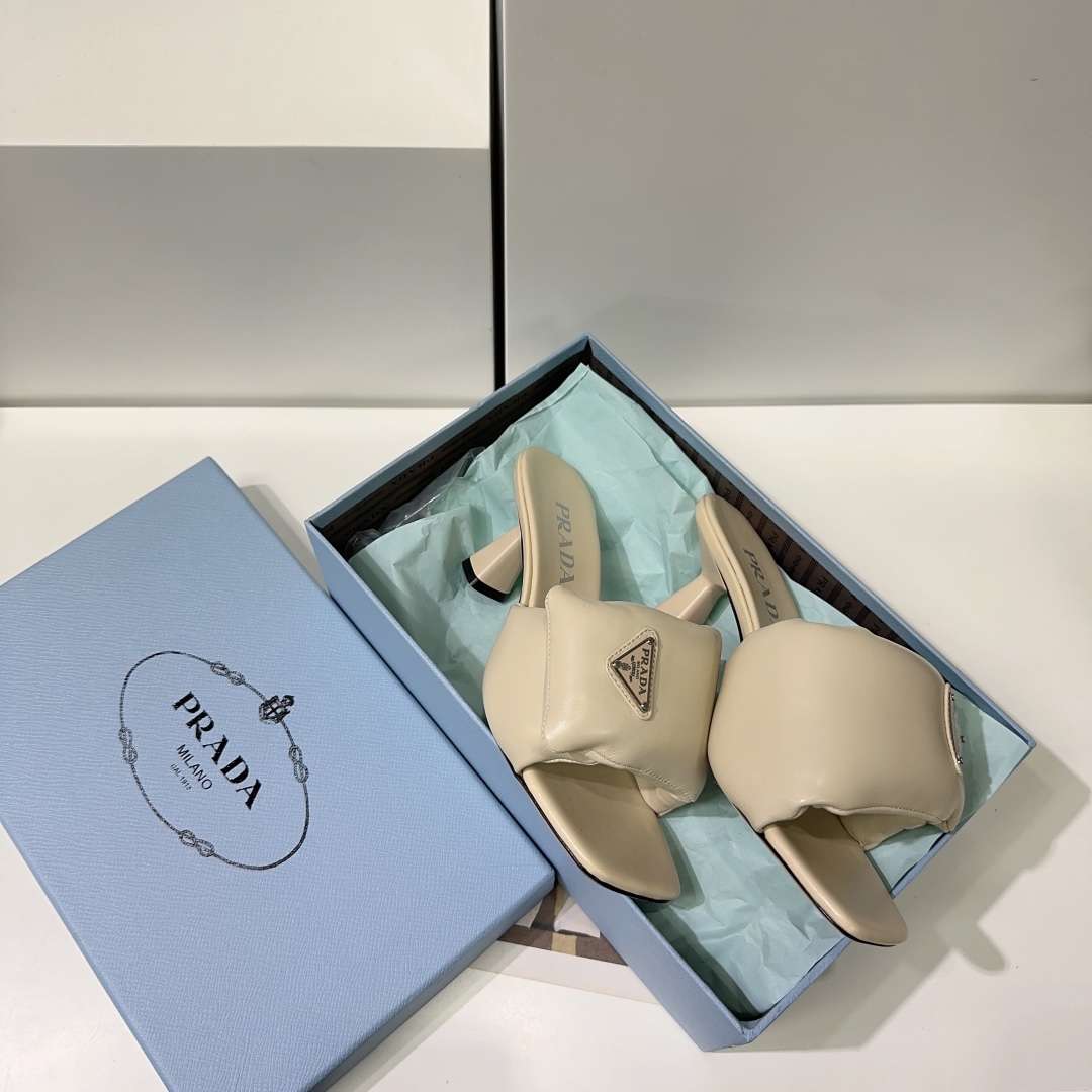 Pra*a Soft Padded Nappa Sandals Cream For Women