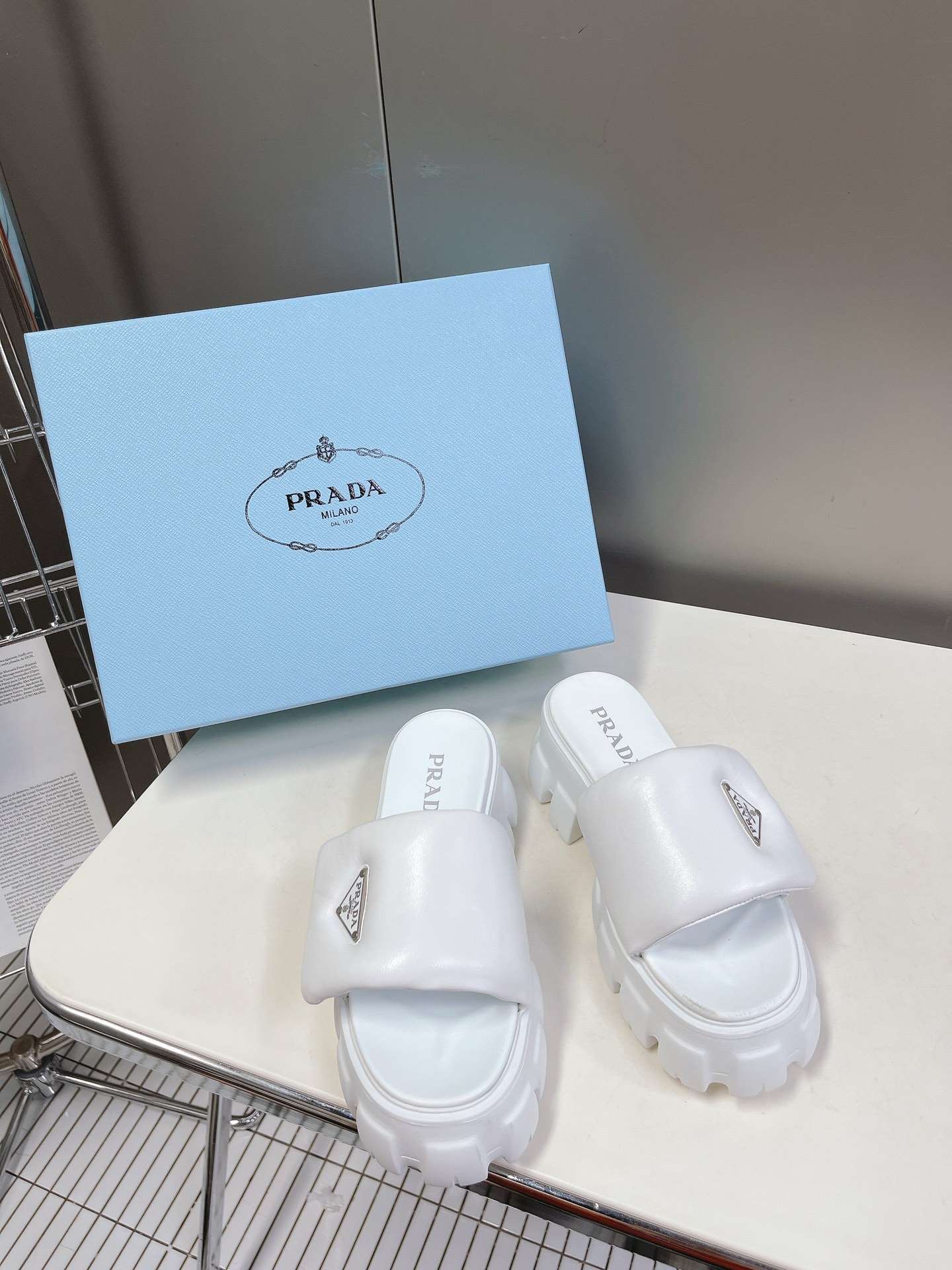 Pra*a Soft Padded Slides White For Women