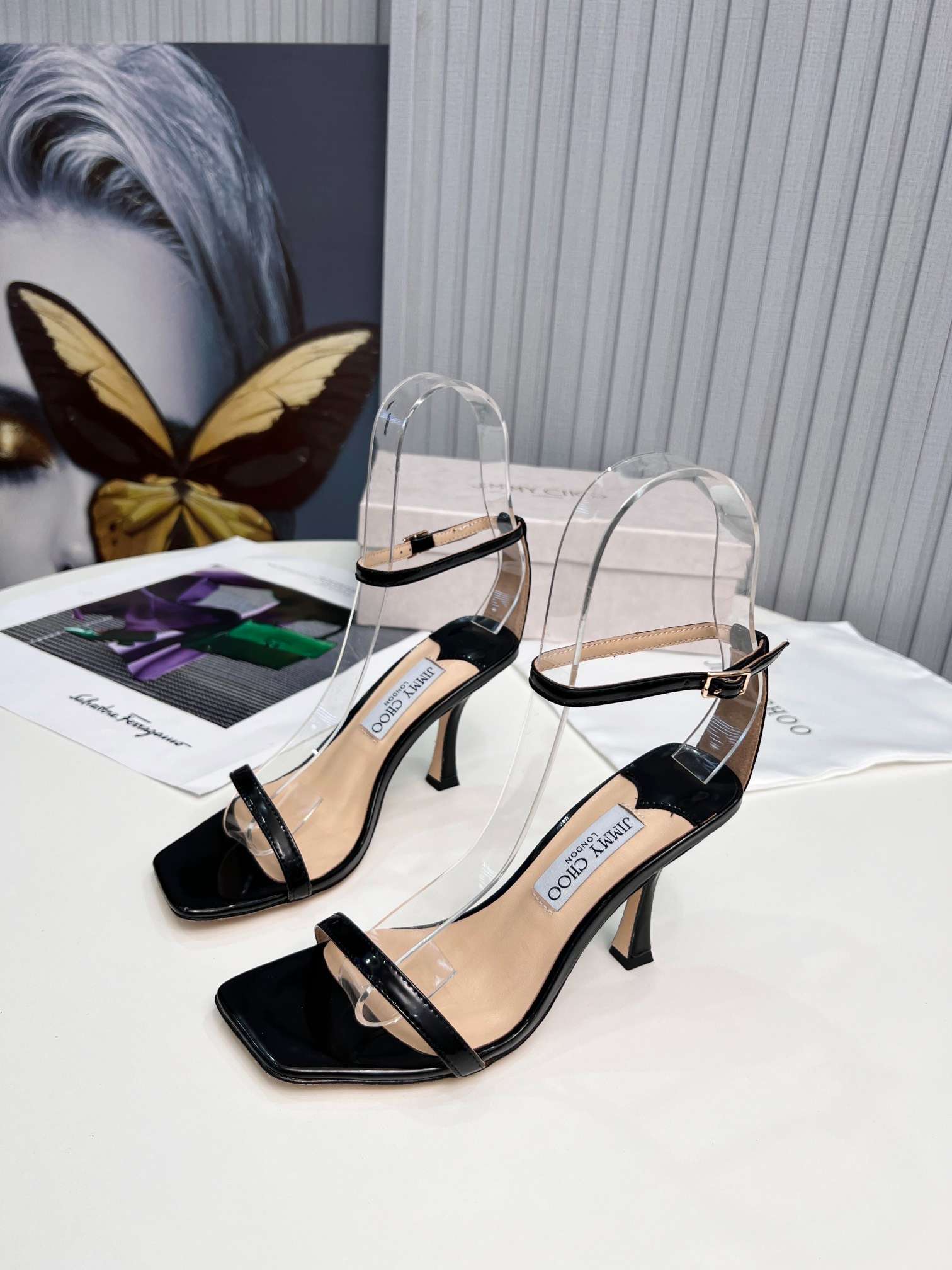 Pra*a Strap High Heels Pumps Black For Women