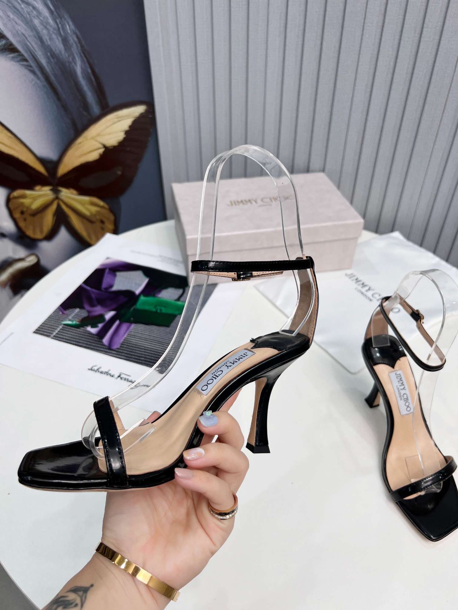 Pra*a Strap High Heels Pumps Black For Women