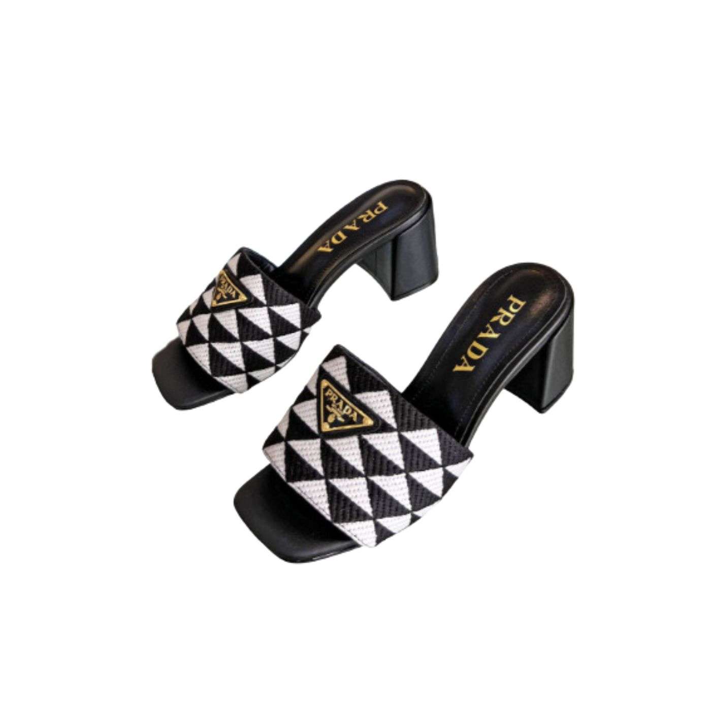 Pra*a Triangle Slip-On Sandals Black For Women