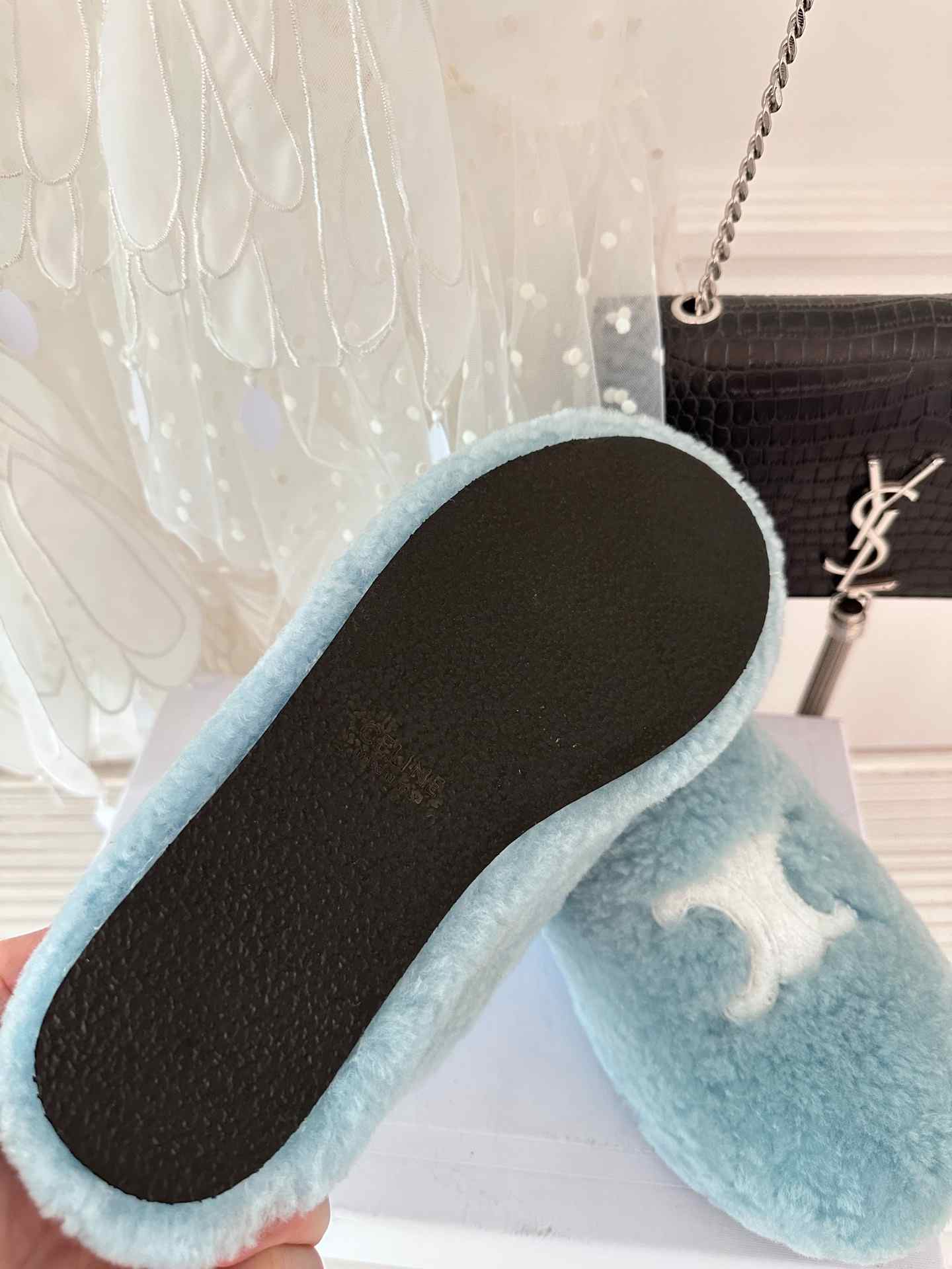 Ce1i*e Ce1i*e Fur Mule In Shearling Blue For Women