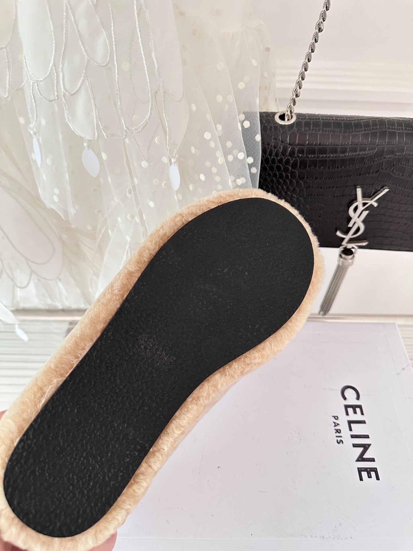 Ce1i*e Ce1i*e Fur Mule In Shearling Beige For Women 352433781C.01CR