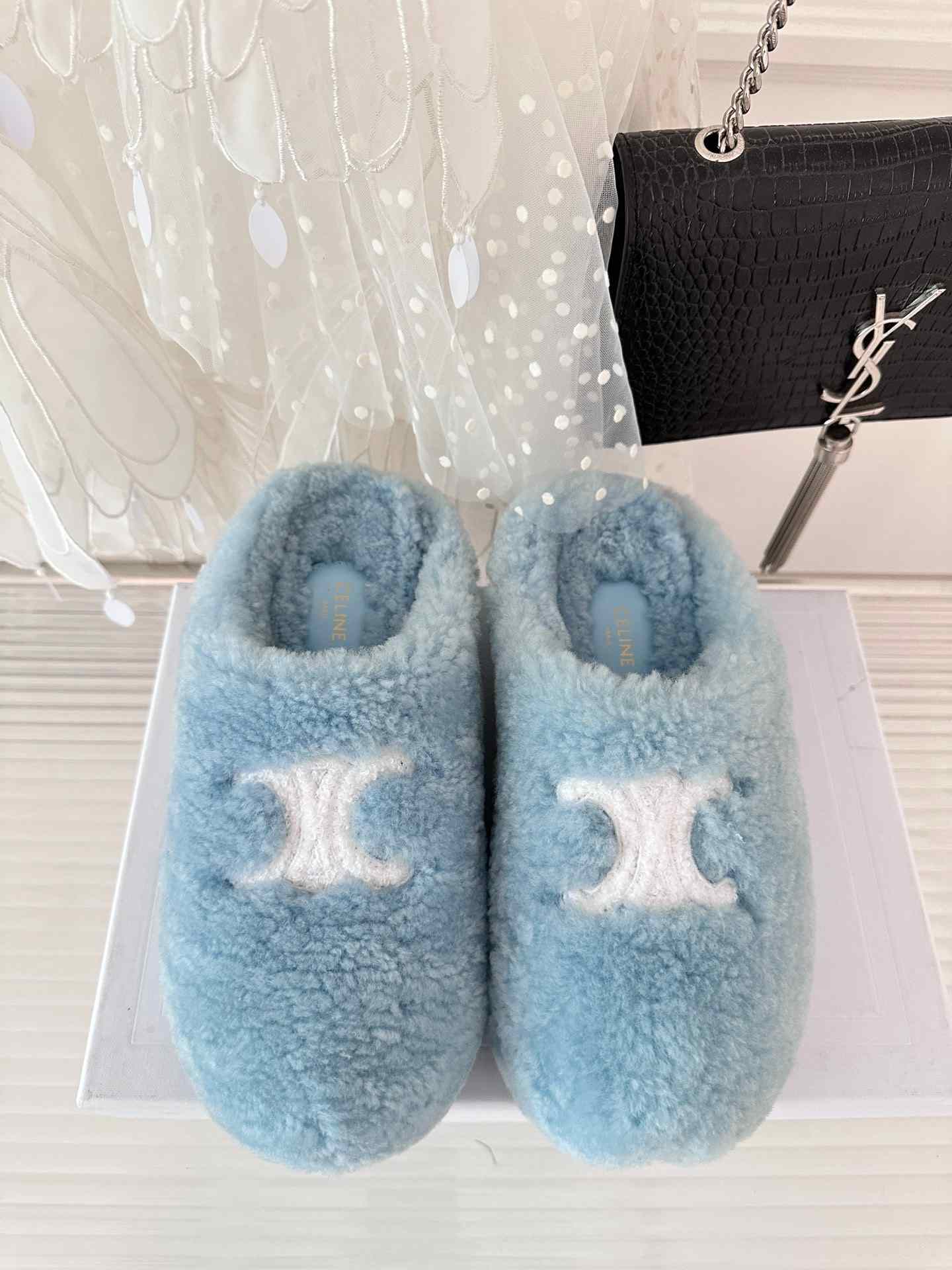 Ce1i*e Ce1i*e Fur Mule In Shearling Blue For Women