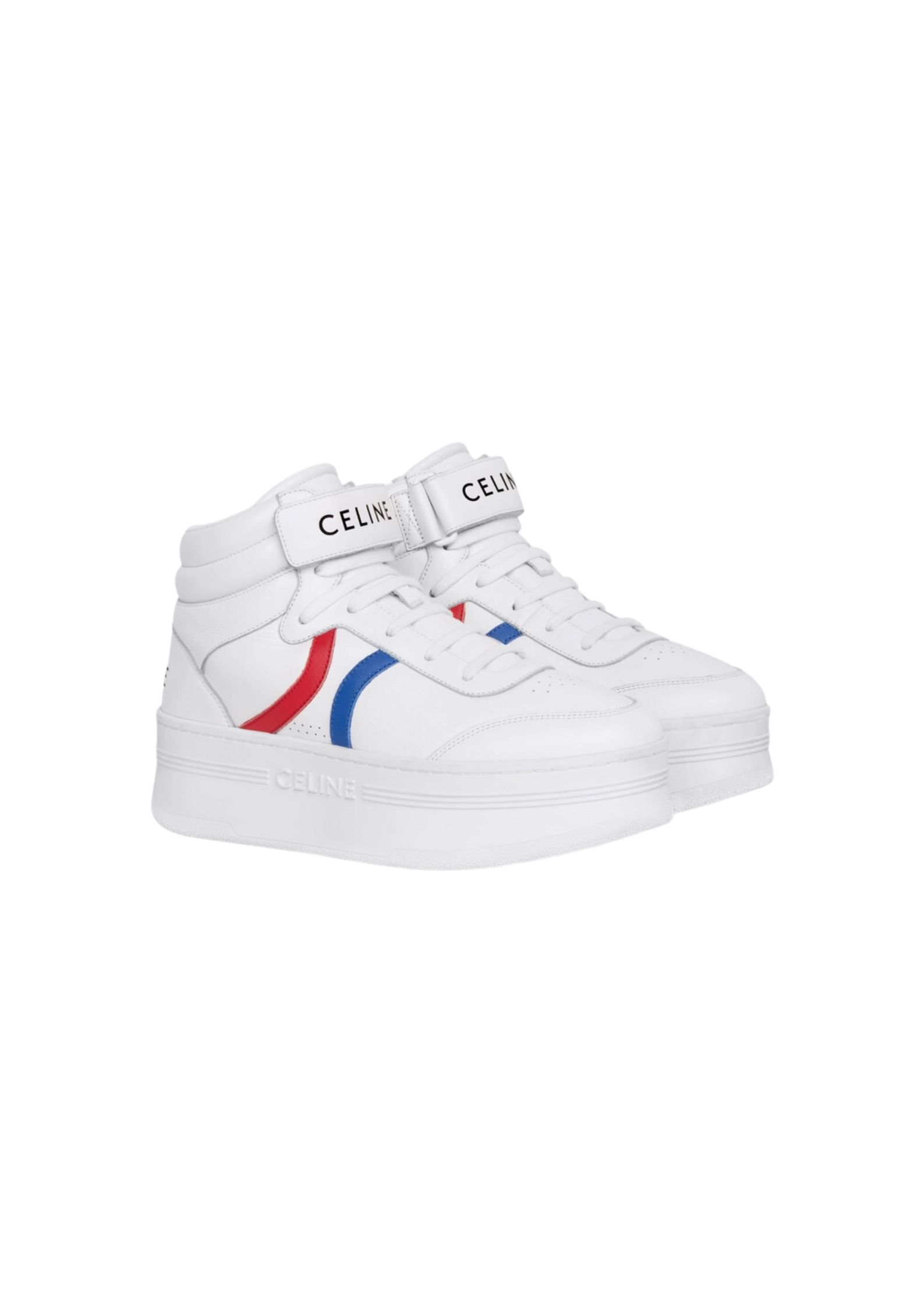 Ce1i*e Mid Block Sneakers With Velcro And Wedge White For Women 352163338C.01UR