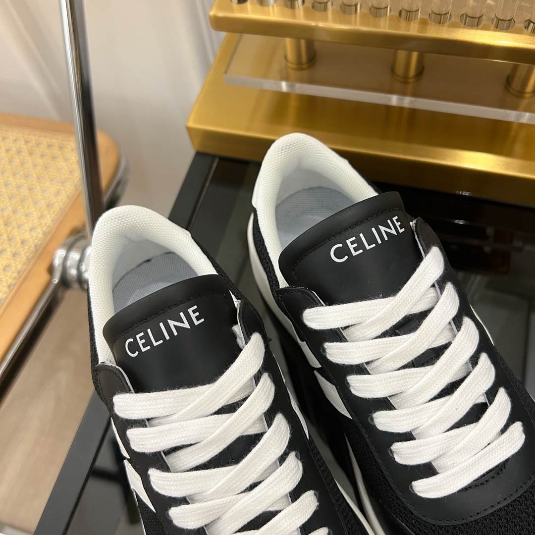 Ce1i*e Tennis Sneakers And Laminated Black And White For Women
