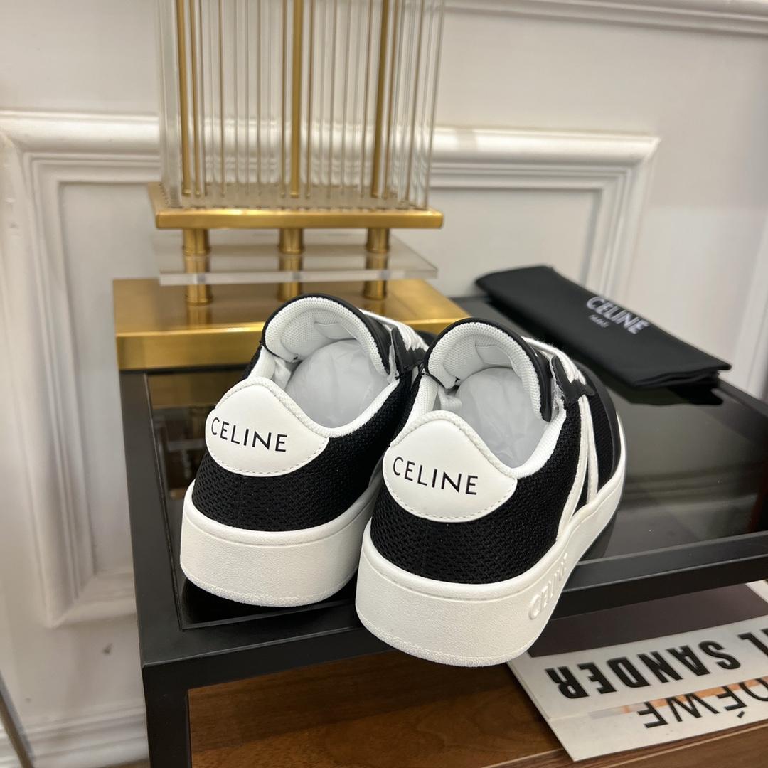 Ce1i*e Tennis Sneakers And Laminated Black And White For Women