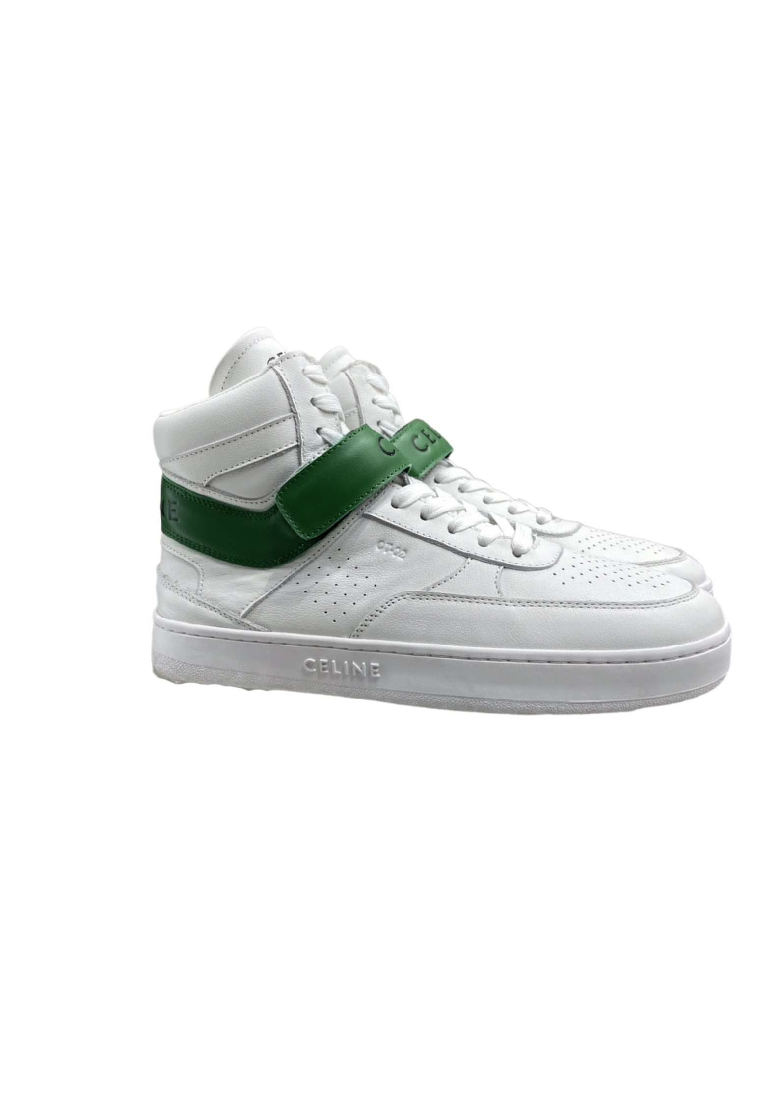 Ce1i*e Trainer High Sneaker With Scratch White And Green For Women