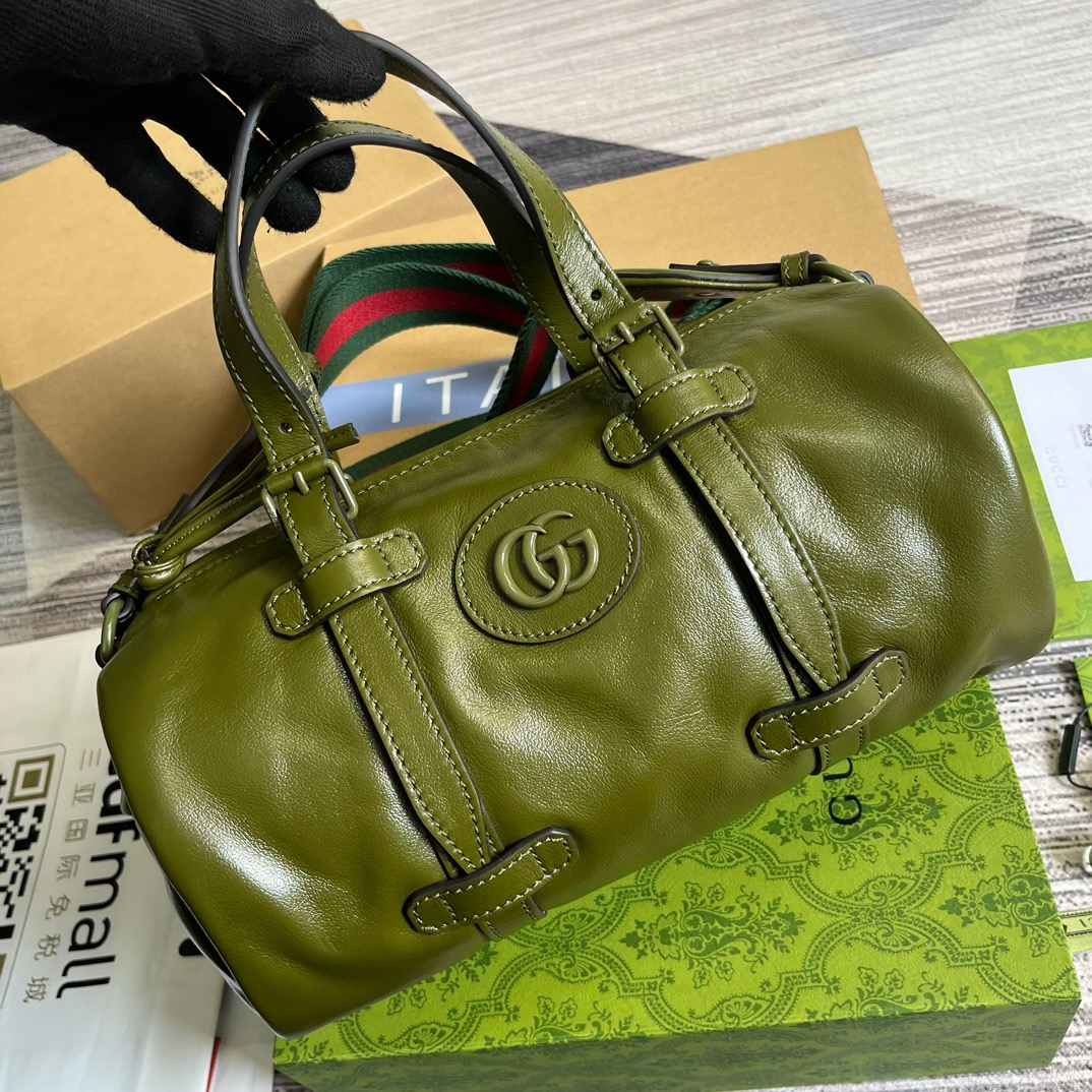 Gvc*1 Small Duffle Bag With Tonal Double G Black/Green Khaki/Grey 11.2 in/28.5cm 725701 AABDE 1060