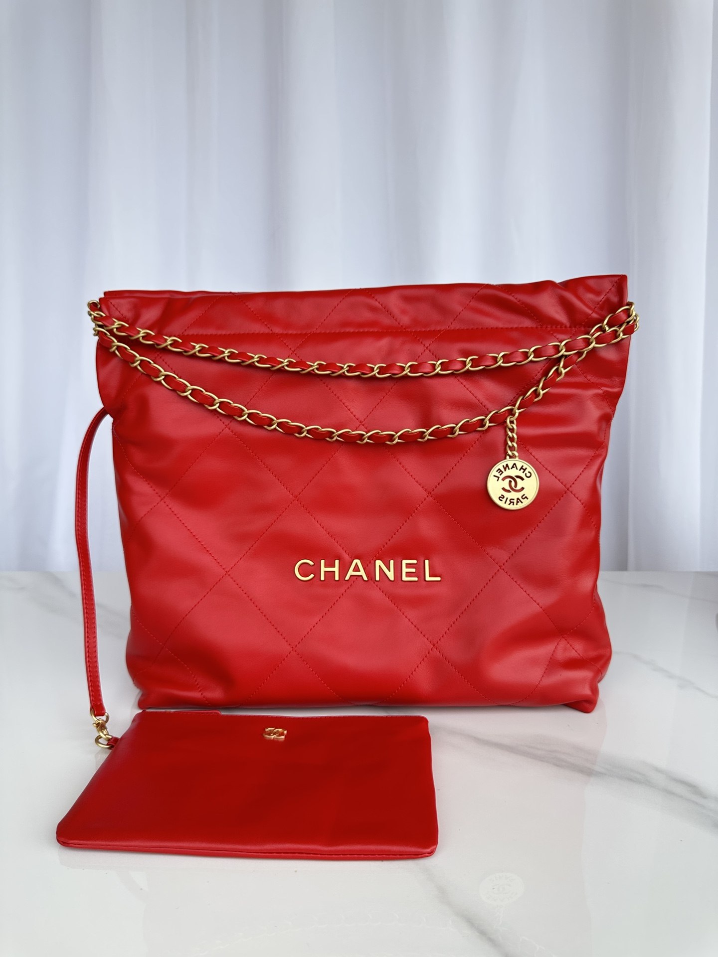 [True-to-ORIGINAL] Ch**el 22 Handbag Red For Women 39cm / 15.3in AS3261