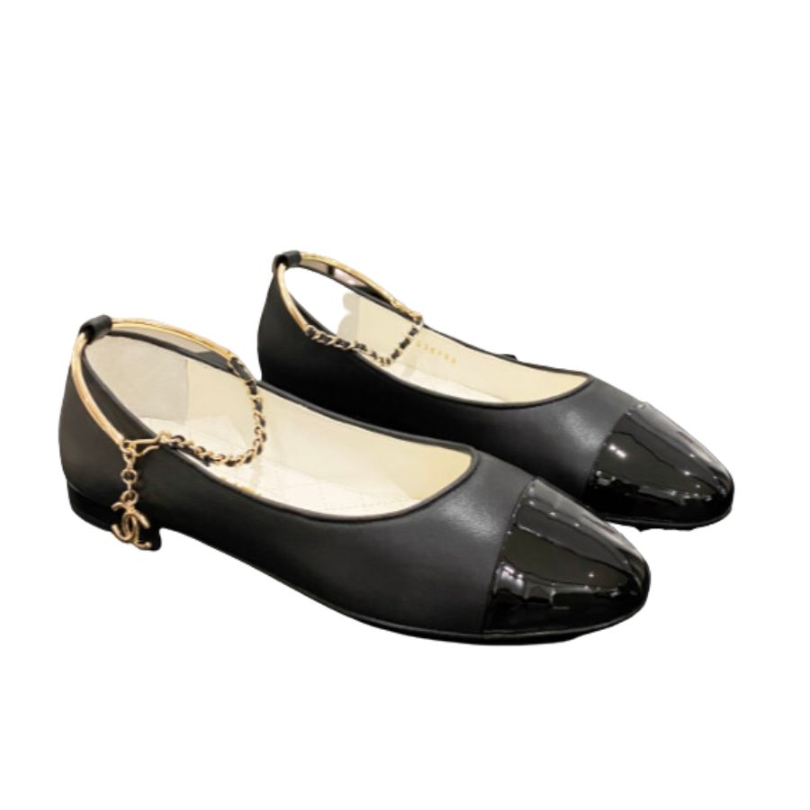 Ch**el Ballerina Logo Shoes Black For Women