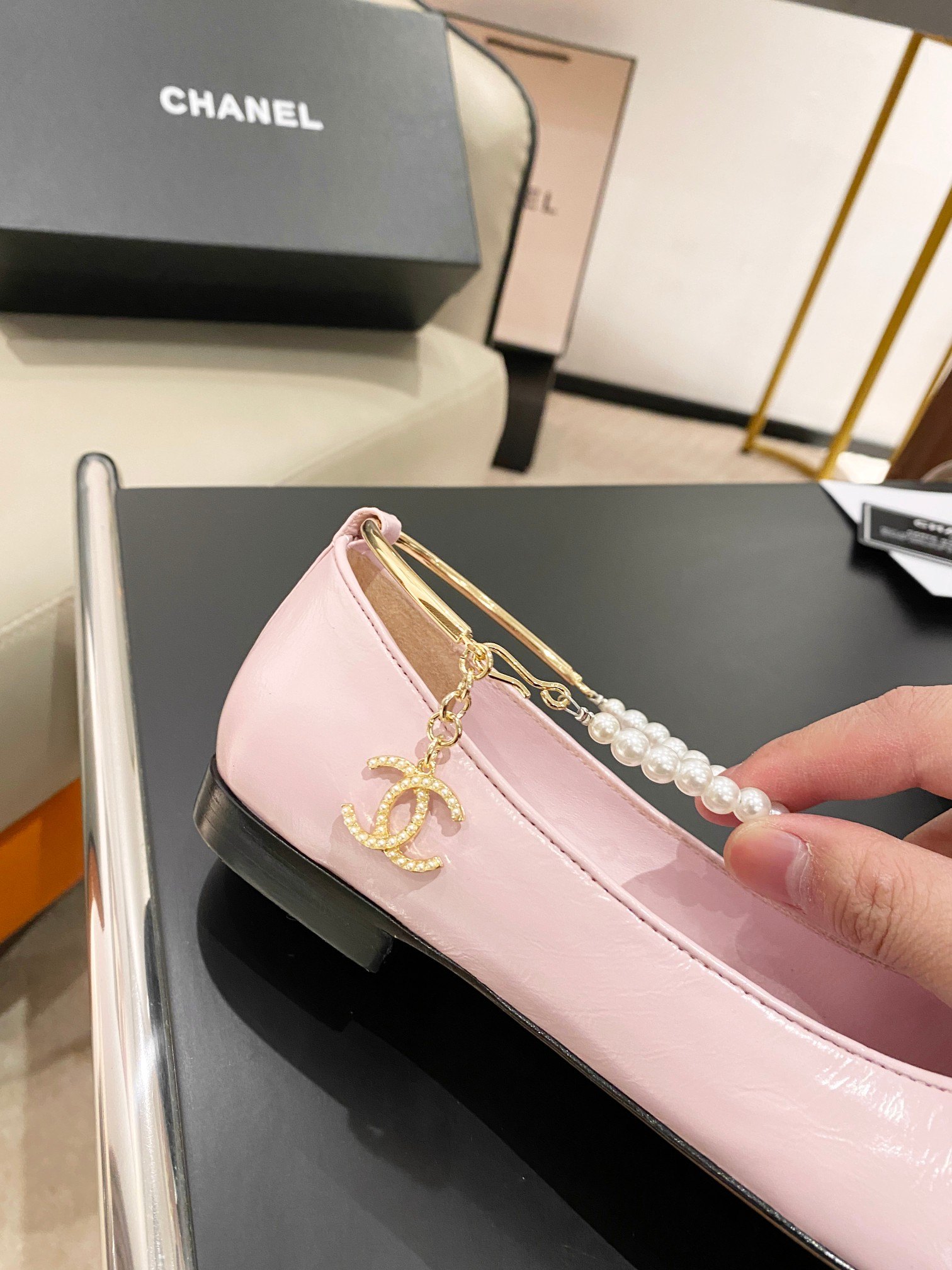 Ch**el Ballerina Logo Shoes Pink For Women