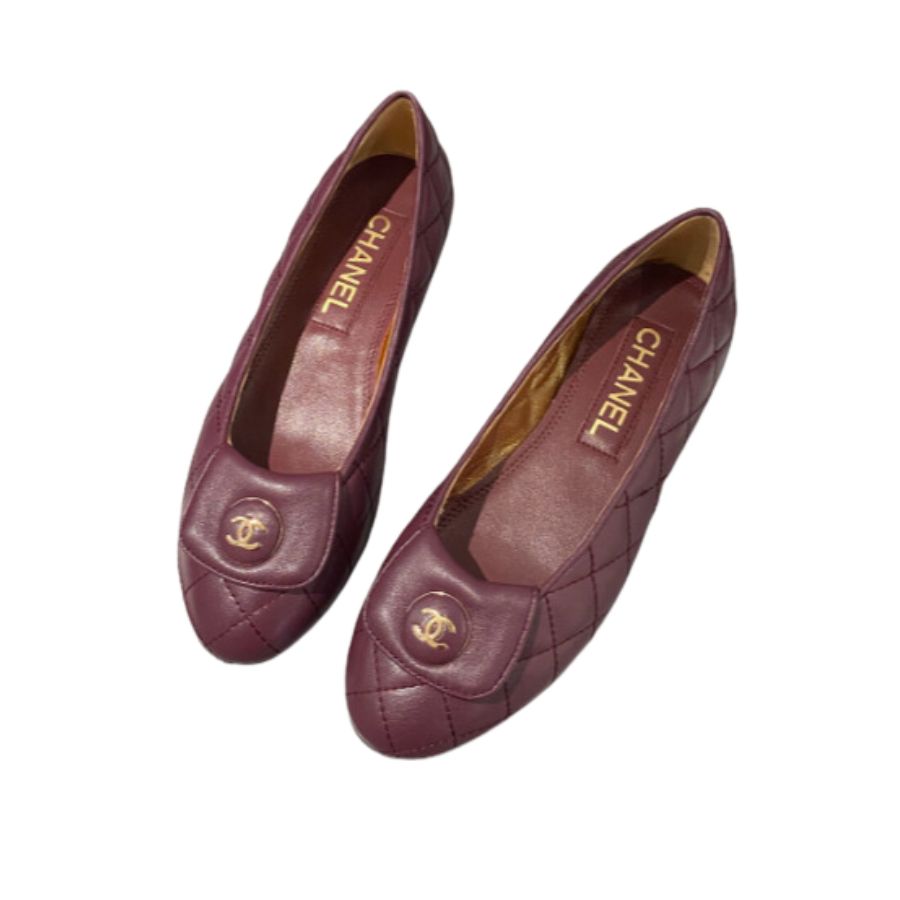 Ch**el Ballet Flats Burgundy For Women