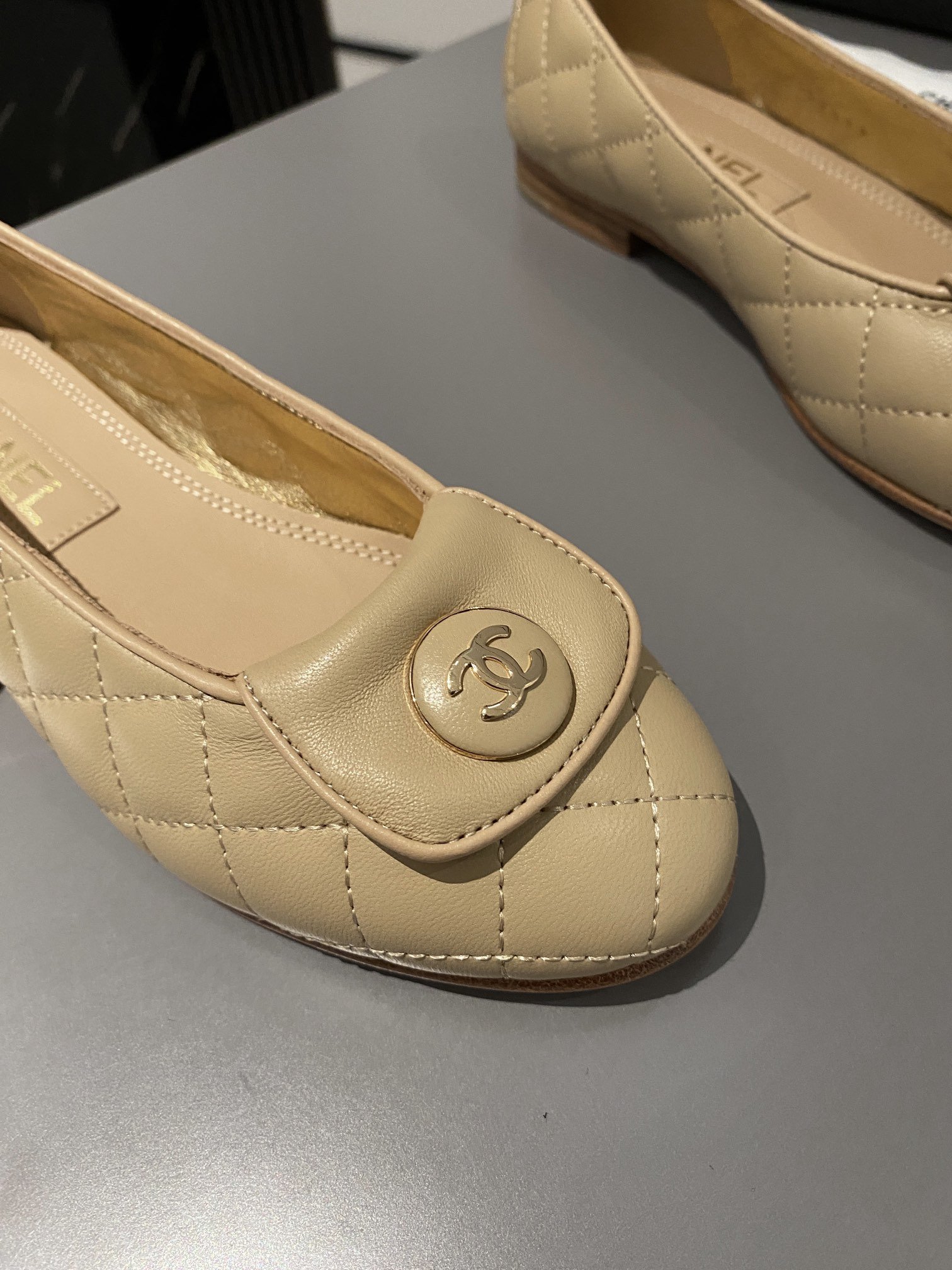 Ch**el Ballet Flats Beige For Women