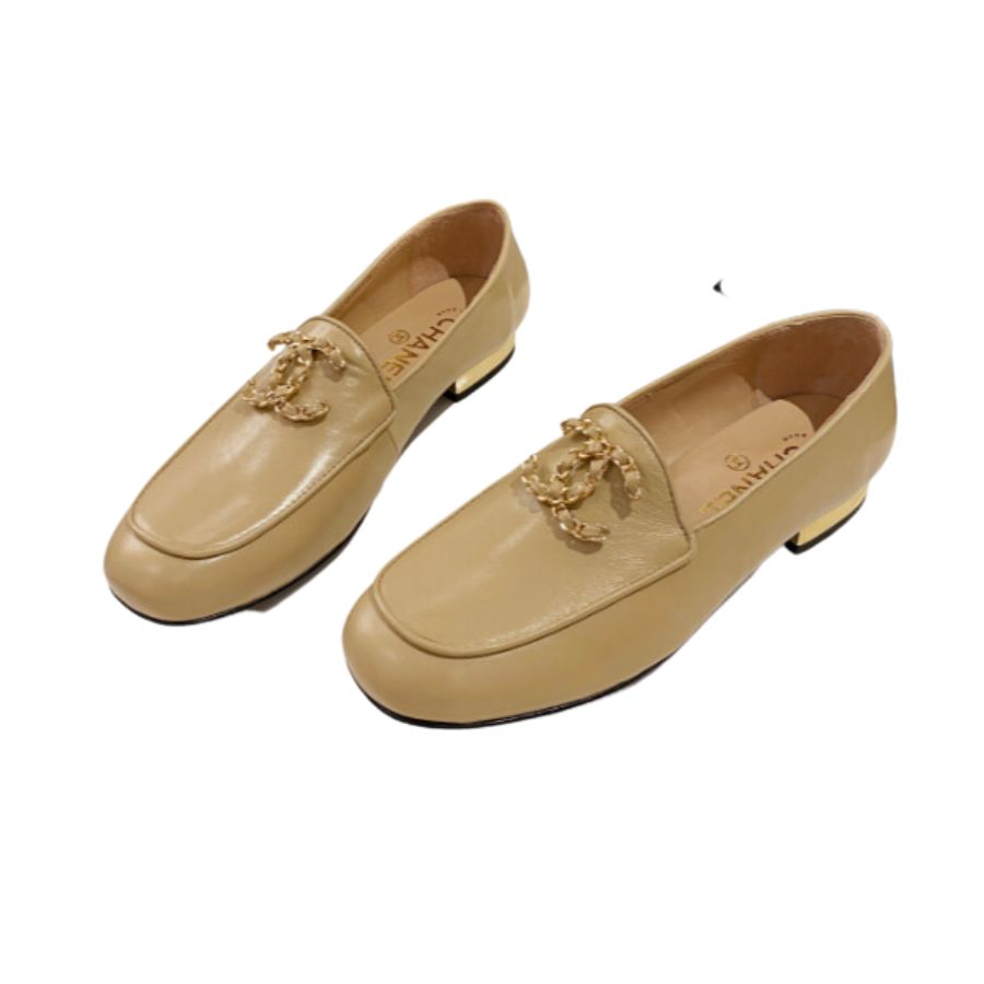 Ch**el Colorful Double C Logo Loafers Brown For Women