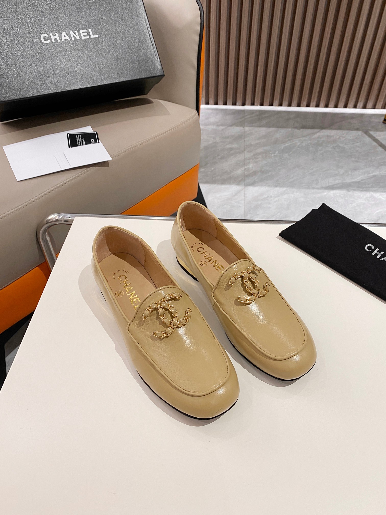 Ch**el Colorful Double C Logo Loafers Brown For Women