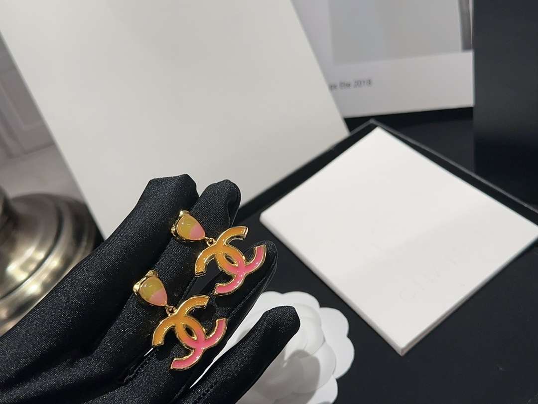 Ch**el Enamel Earrings Yellow For Women