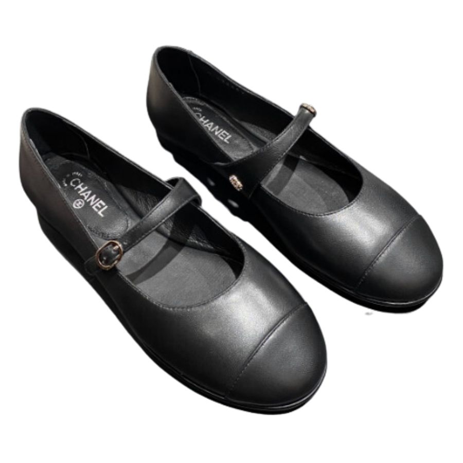 Ch**el Flat Shoes Black For Women
