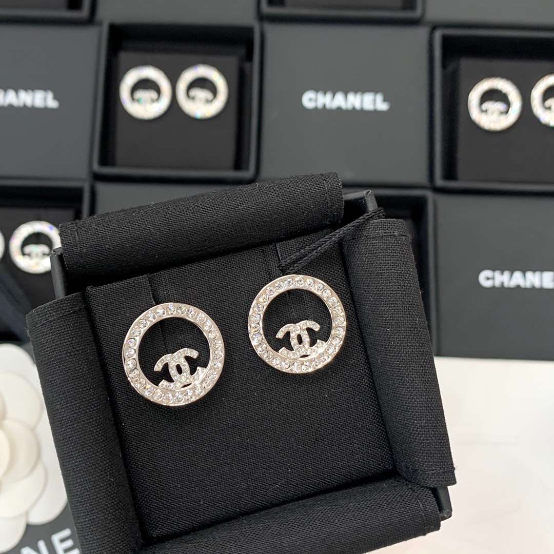 Ch**el Hoop Earrings Silver For Women