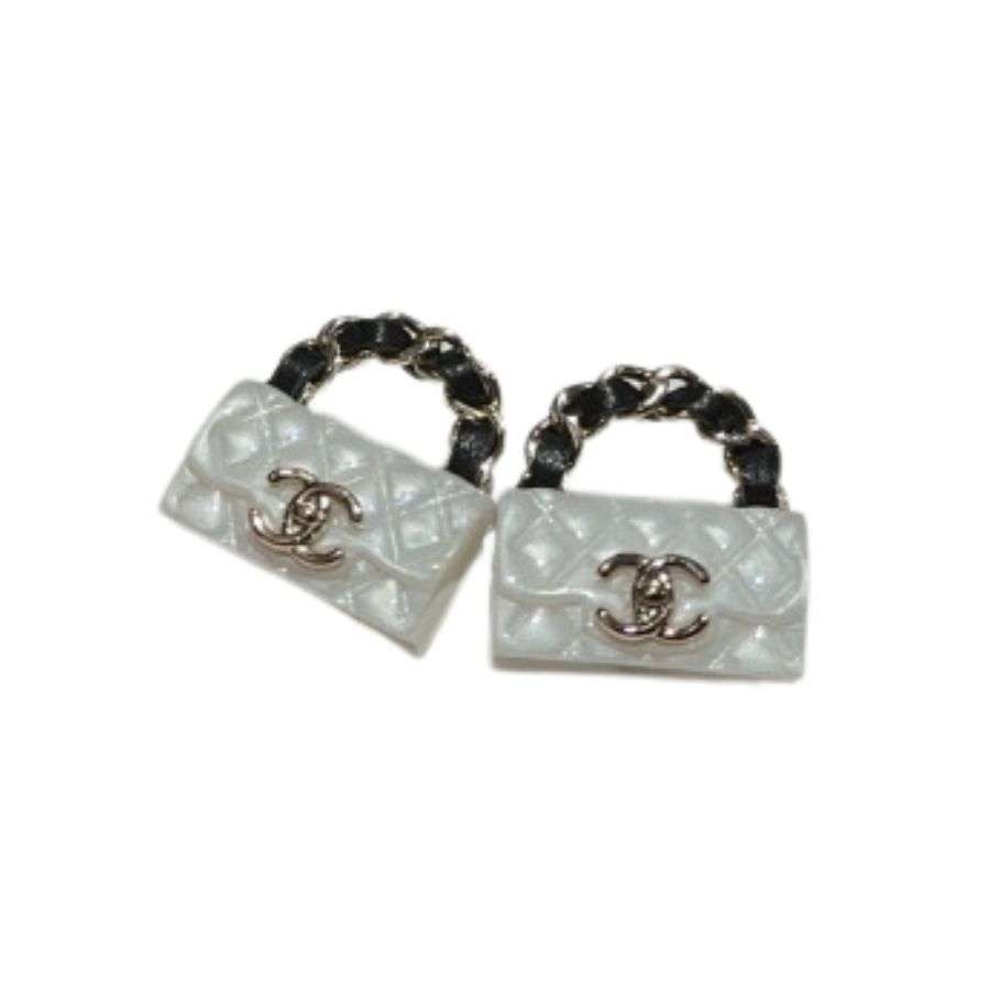 Ch**el Rhombus CF Earrings White For Women