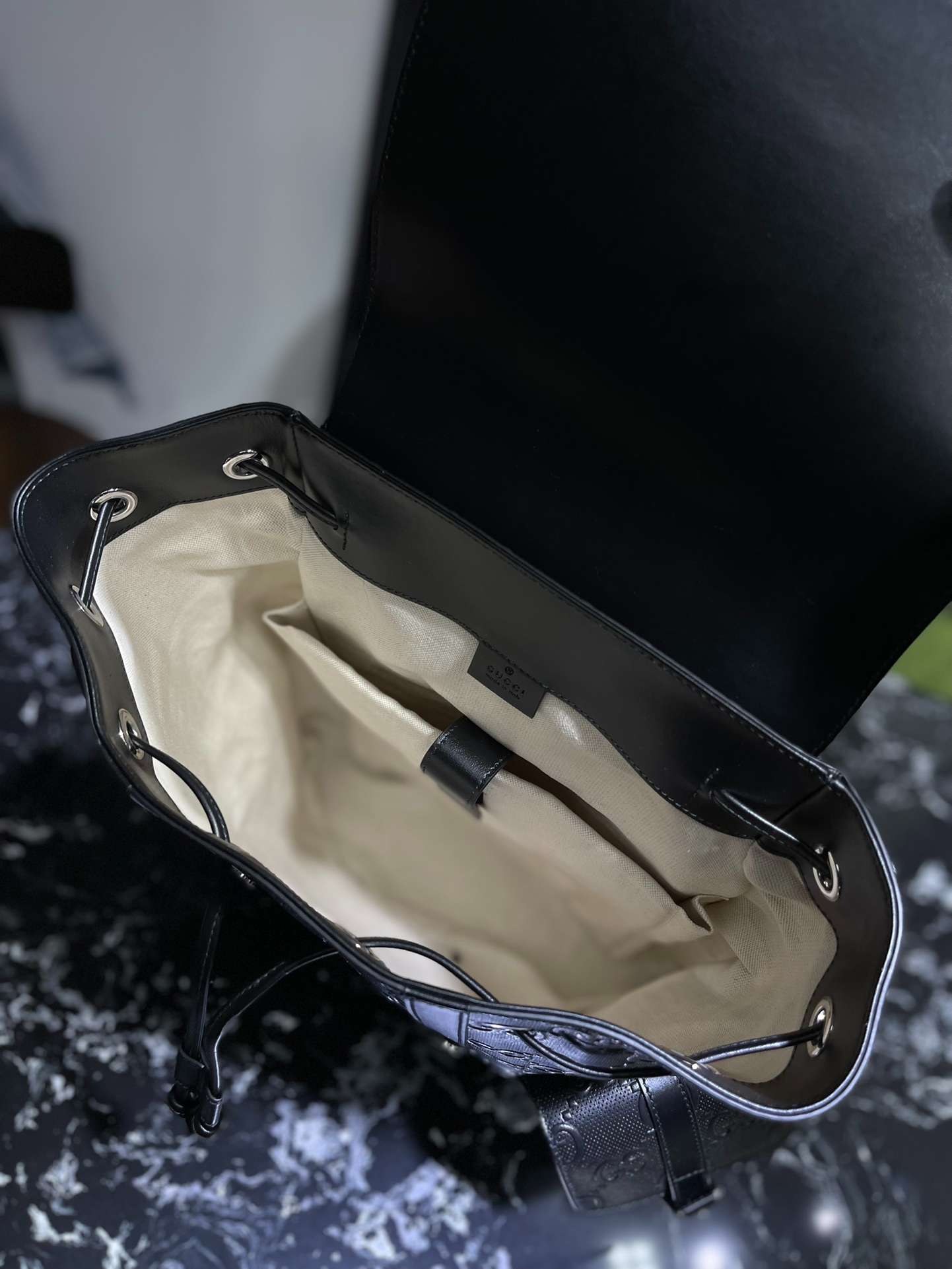 Gvc*1 Embossed Backpack GG Black For Men 41cm / 16.1in 625770 1W3BN 1000