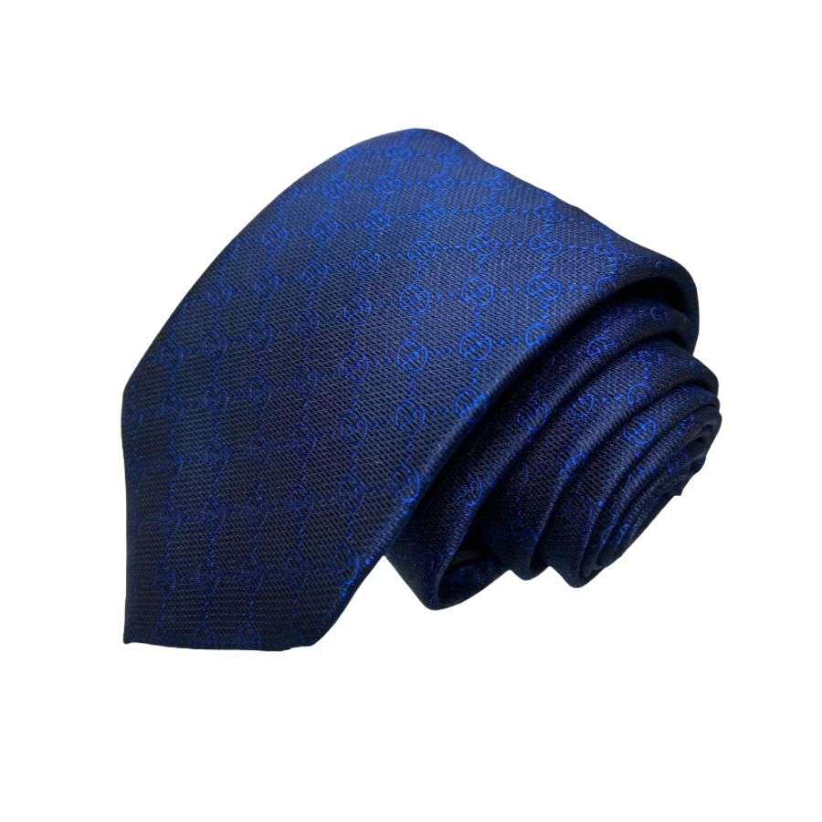Gvc*1 Pattern Silk Tie Navy Blue For Men