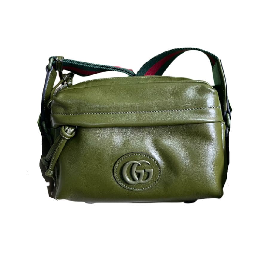 Gvc*1 Shoulder Tonal Double G Bag Green Khaki/Black For Men 23.3cm/9.2in 725696 AABDH 3353