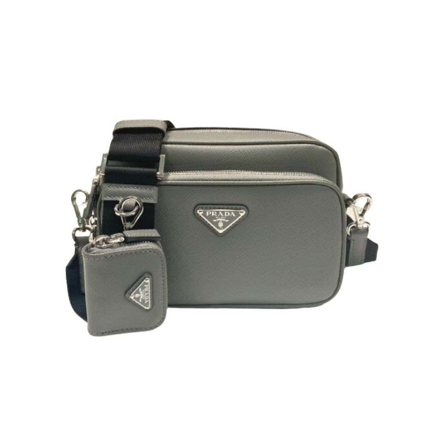 Pra*a Brique Saffiano Bag Grey For Women 7.9in/20cm