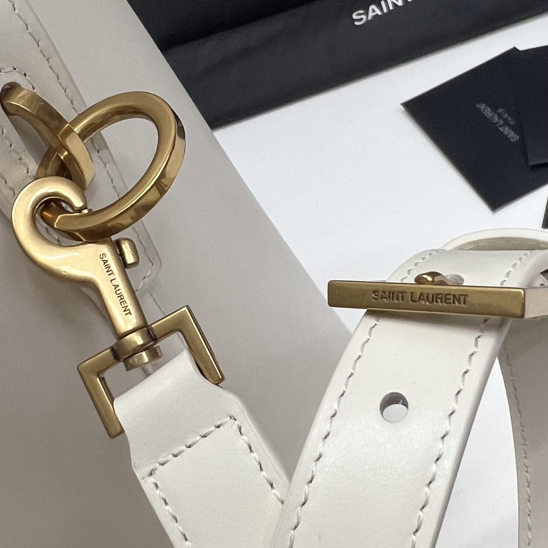 Sa1nt Lau*nt Le 37 In Shiny White/Brown For Women 25cm / 9.8in